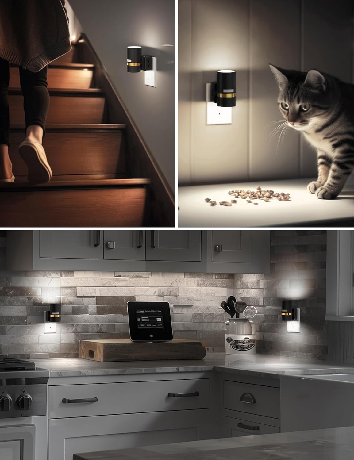 L LOHAS LED Motion Sensor Night Light Plug in, Night Lights Plug into Wall with Adjustable Brightness, 5000K Daylight White, 1W Energy-Saving Nightlight for Bathroom Bedroom Kitchen Hallway, 2 Pack