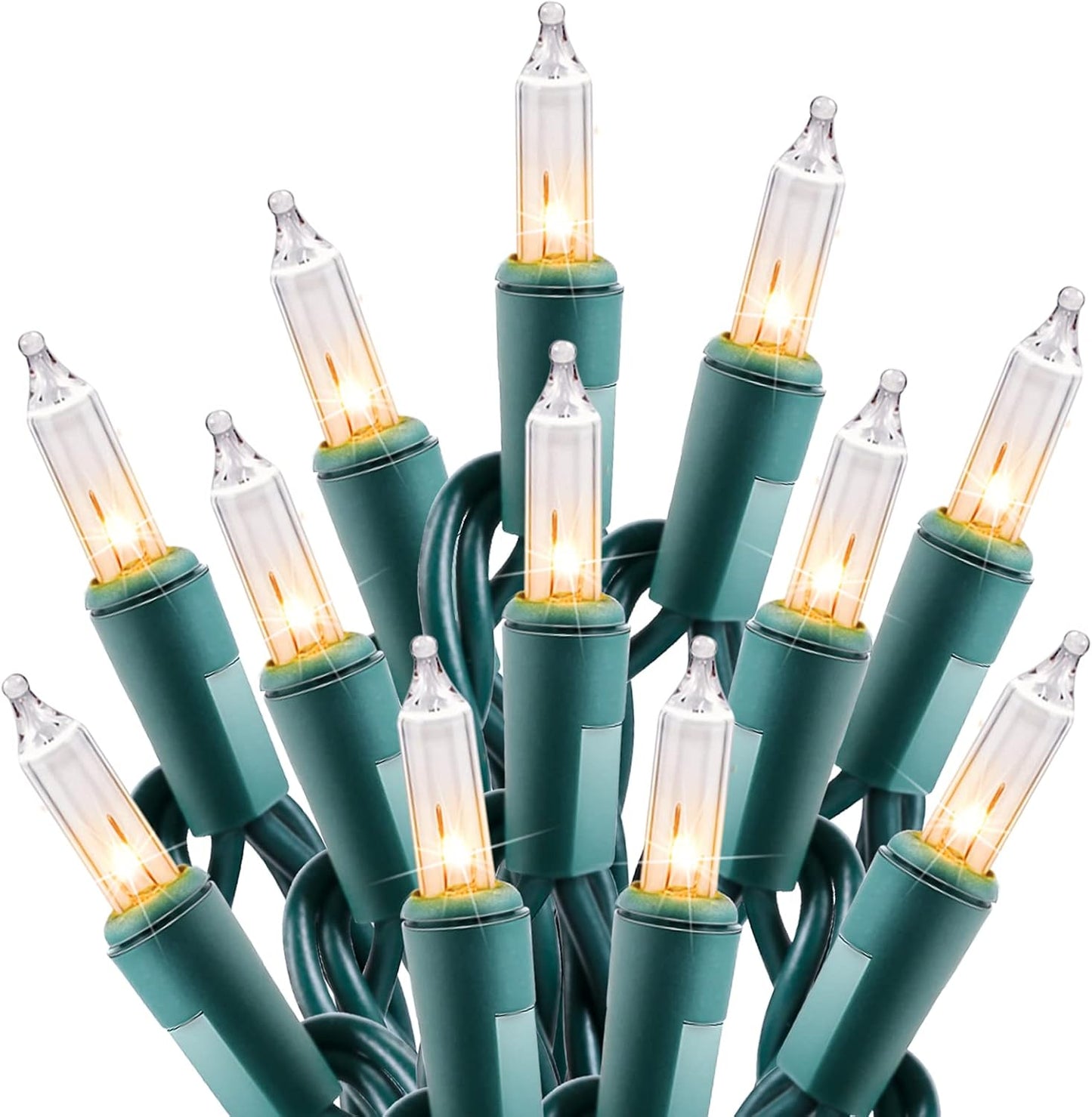 Clear Christmas String Lights 3 Pack 25 Feet 100 Counts Warm Mini Lights for Christmas Indoor Outdoor Patio Wreath Garden Wedding Party Thanksgiving Holiday Decorations, Green Wire