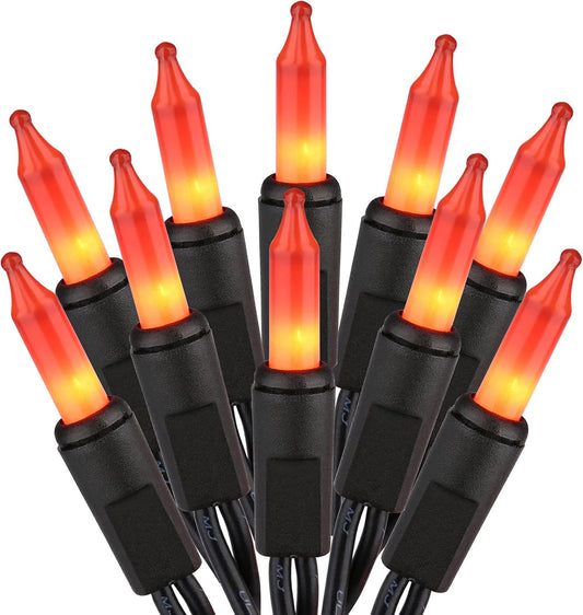 ODEETRONIC Orange Halloween Lights, 21.63ft 100 Count Orange Incandescent Lights, 120V UL Certified Mini Light Connectable, Amber Incandescent Halloween Light Waterproof for Tree Indoor Outdoor Room