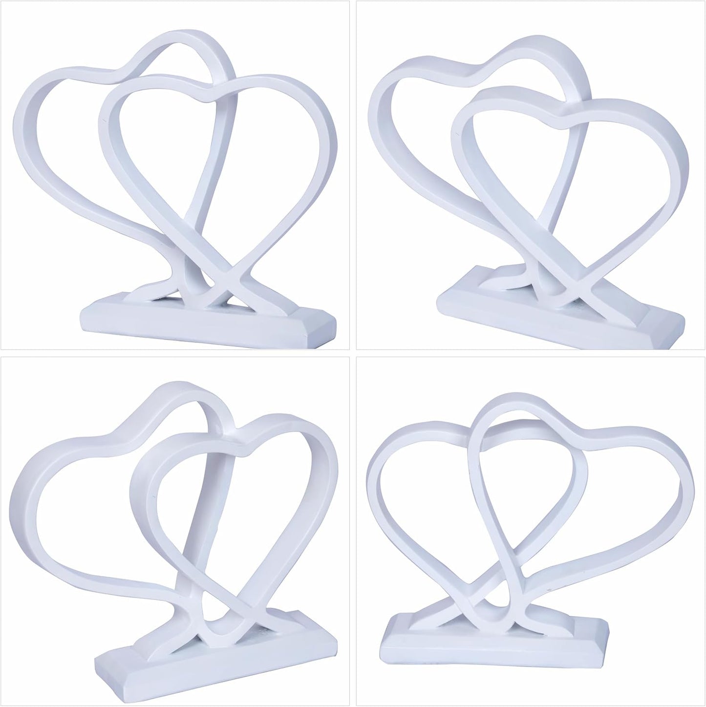 White Heart Sculpture for Living Room Decor Heart Decoration Gift for Her and Him Love Wedding Anniversary Couples Gift Modern Heart Statue for Home Coffee Table Dining Table Centerpiece Birthday
