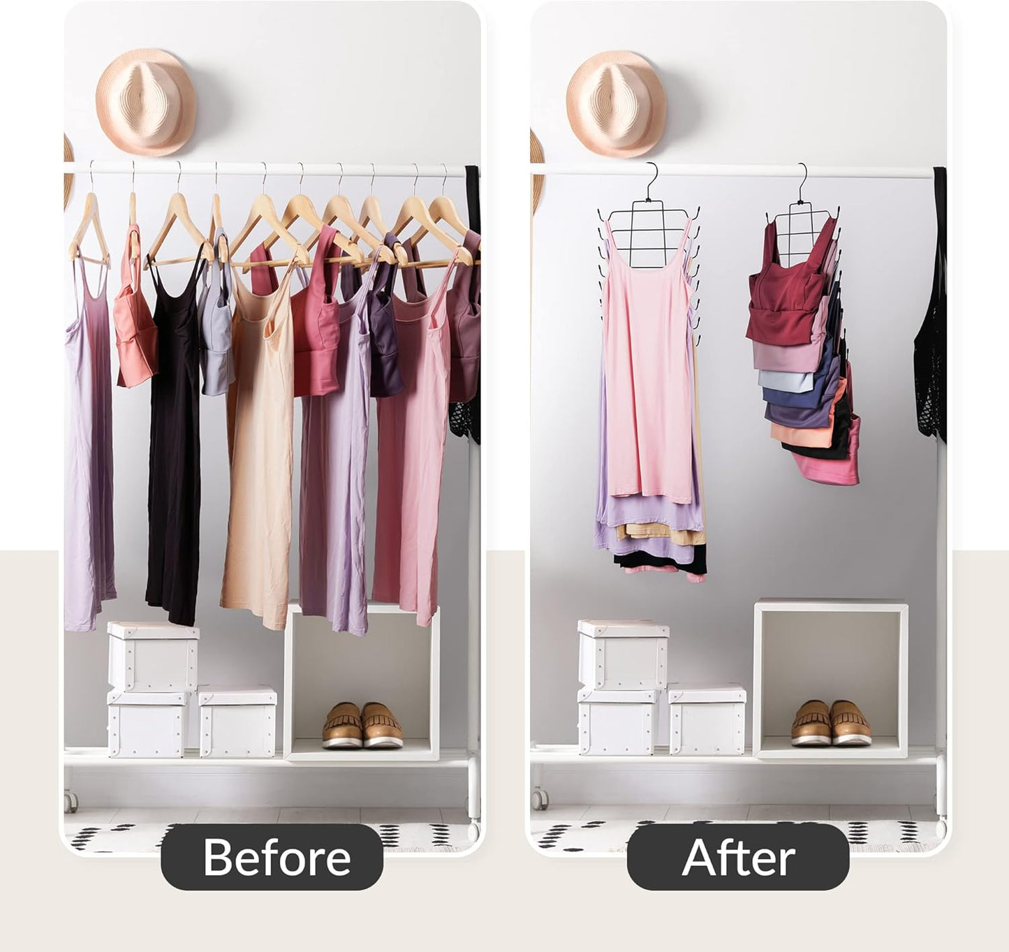 ZEDODIER Tank Top Hanger, Space Saving Bra Hangers, Non-Slip Hanging Sport Bras Holder, Closet Organizers and Storage for Camisoles Tank Tops Bras Ties Swimsuits Strappy Dress, Black