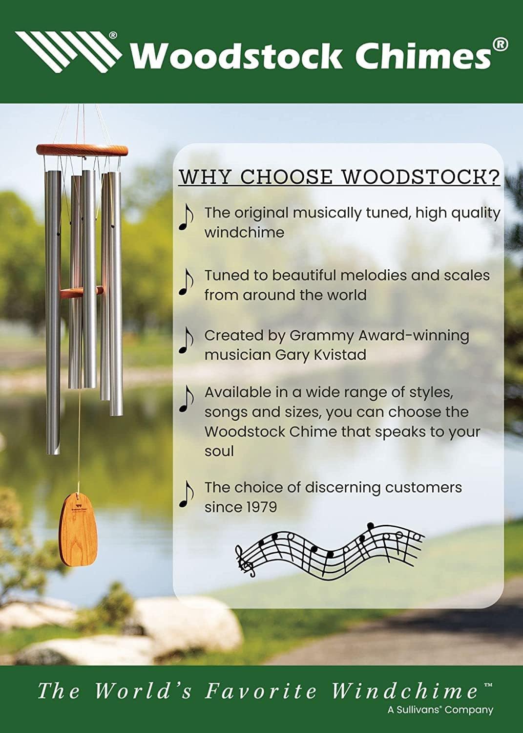 Woodstock Chimes Neptune Wind Chime for Outside 54" Large Silver, Deep Tone Sound for Outdoor Garden, Patio, Porch Decor, Encore Collection DCS54