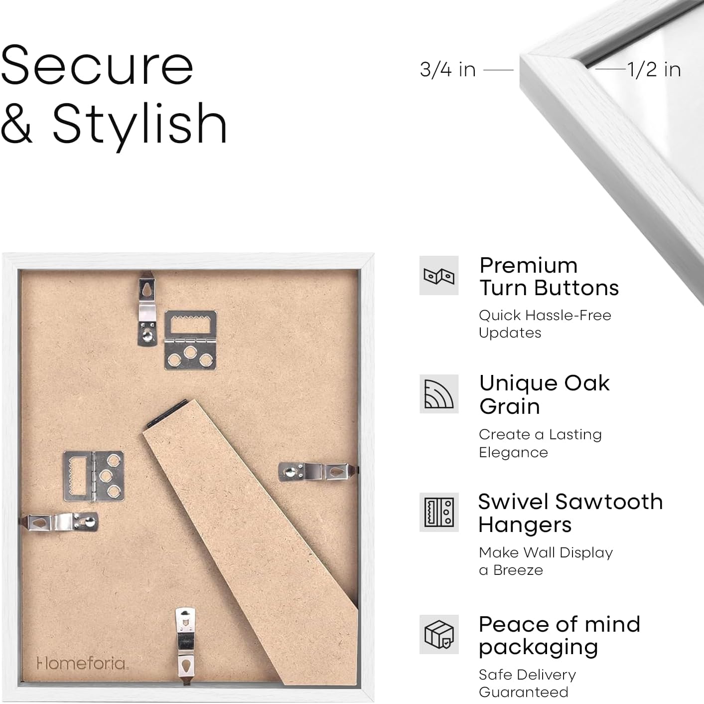 Homeforia 5x10 Business License Frame White, High End Oak 5 x 10 White Wood Document Certificate Frame with Mat 4x9, 10x5 Wooden Picture Frames for Wall or Tabletop, Tempered Glass, Wall Kit, Set of 1