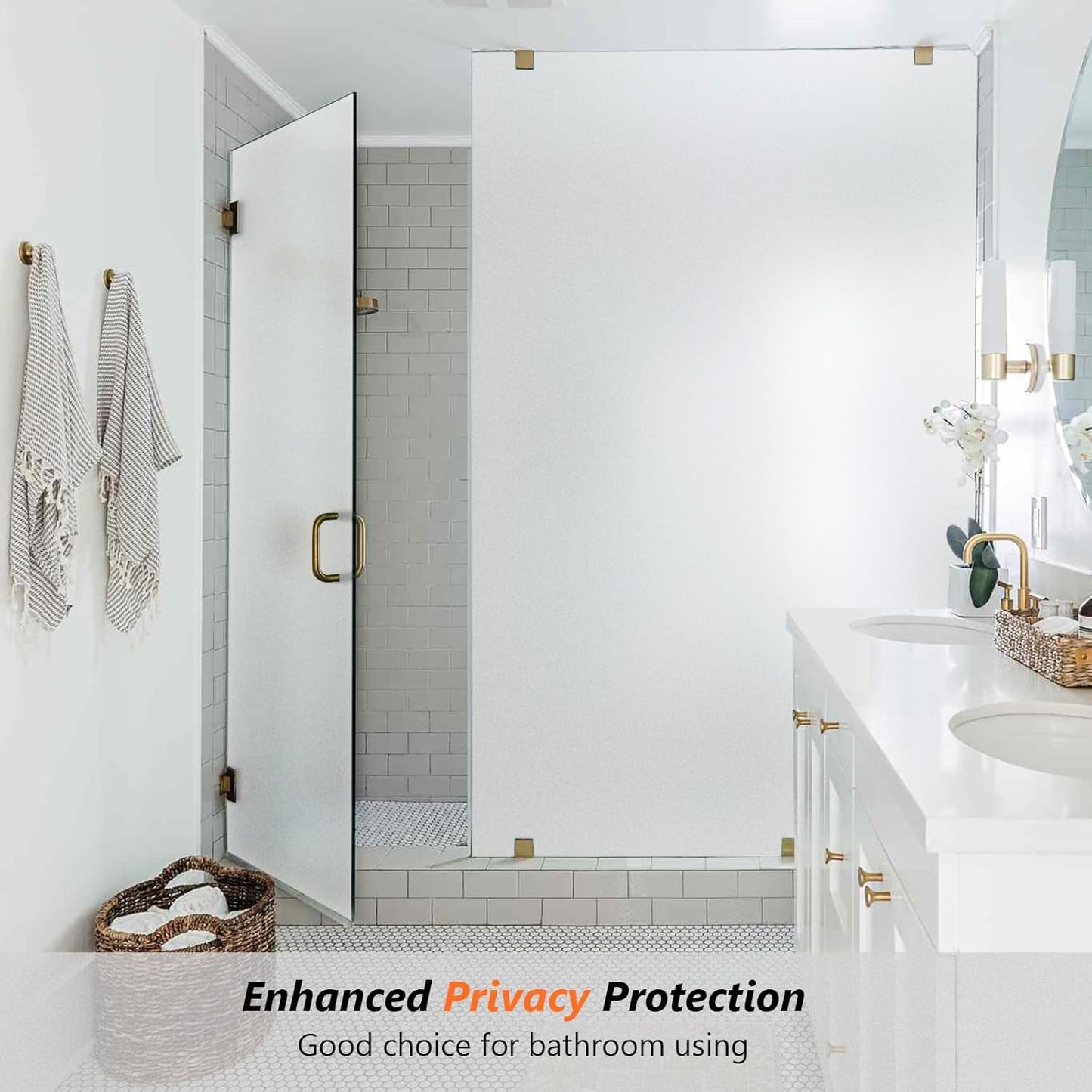 Kromapolis Window Privacy Film Frosted Glass Window Film, Heat Blocking Privacy Film for Glass Windows, Static Cling Non-Adhesive Frosting Window Stickers for Door Home (Frosted, 11.8 x 78.7 inch)