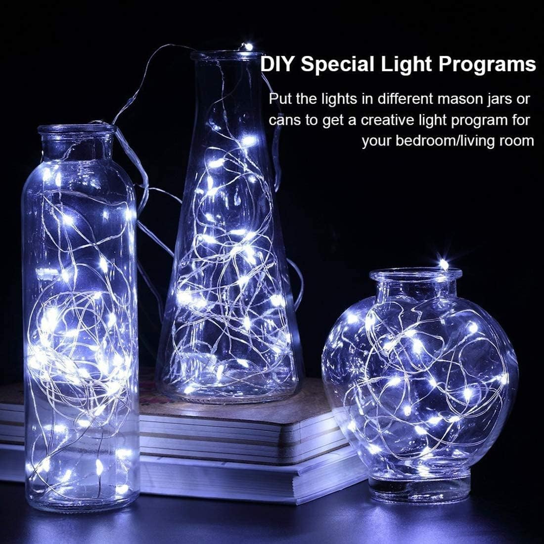 12 Pack Fairy Lights Battery Operated - 7ft 20 LED Twinkle Lights Copper Wire Mini String Lights Firefly Lights for Mason Jars DIY Crafts Christmas Wedding Party Centerpiece Table Decor, Cool White