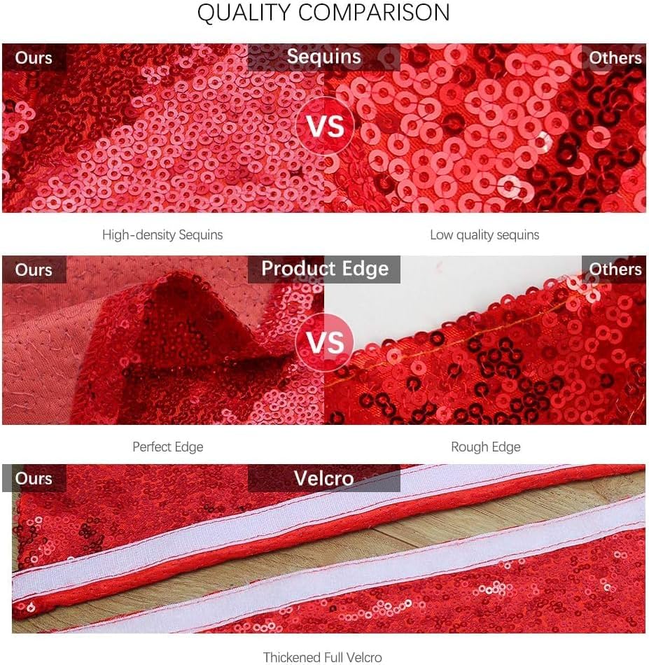 Red Christmas Tree Skirt 36 Inch Sequin Tree Skirt Sparkle Xmas Ornaments New Years Party Decorations