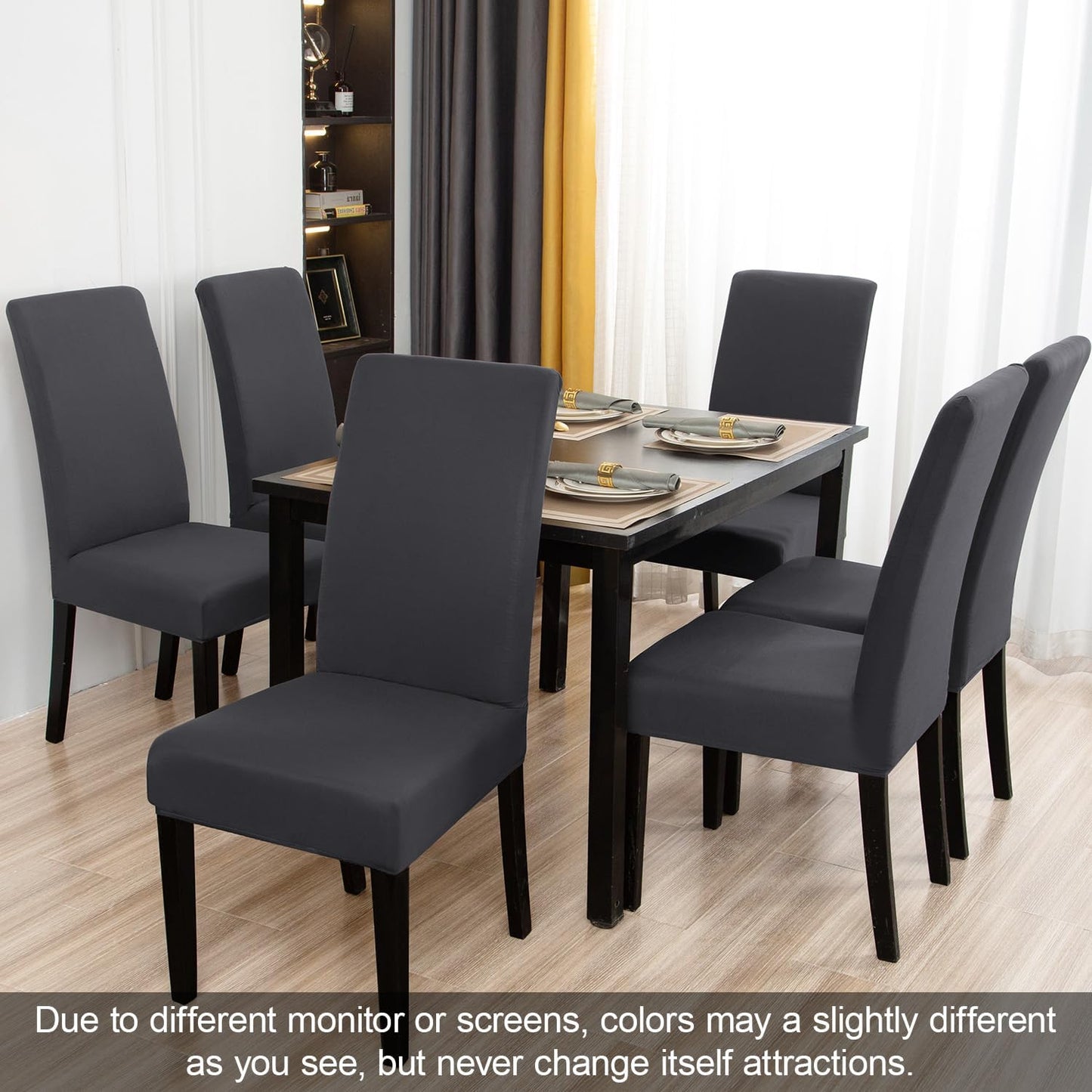 JQinHome Dining Chair Covers Dining Room Chair Slipcovers,High Stretch Removable Washable Parsons Chair Slipcover for Home Party Hotel Wedding Ceremony (Grey)