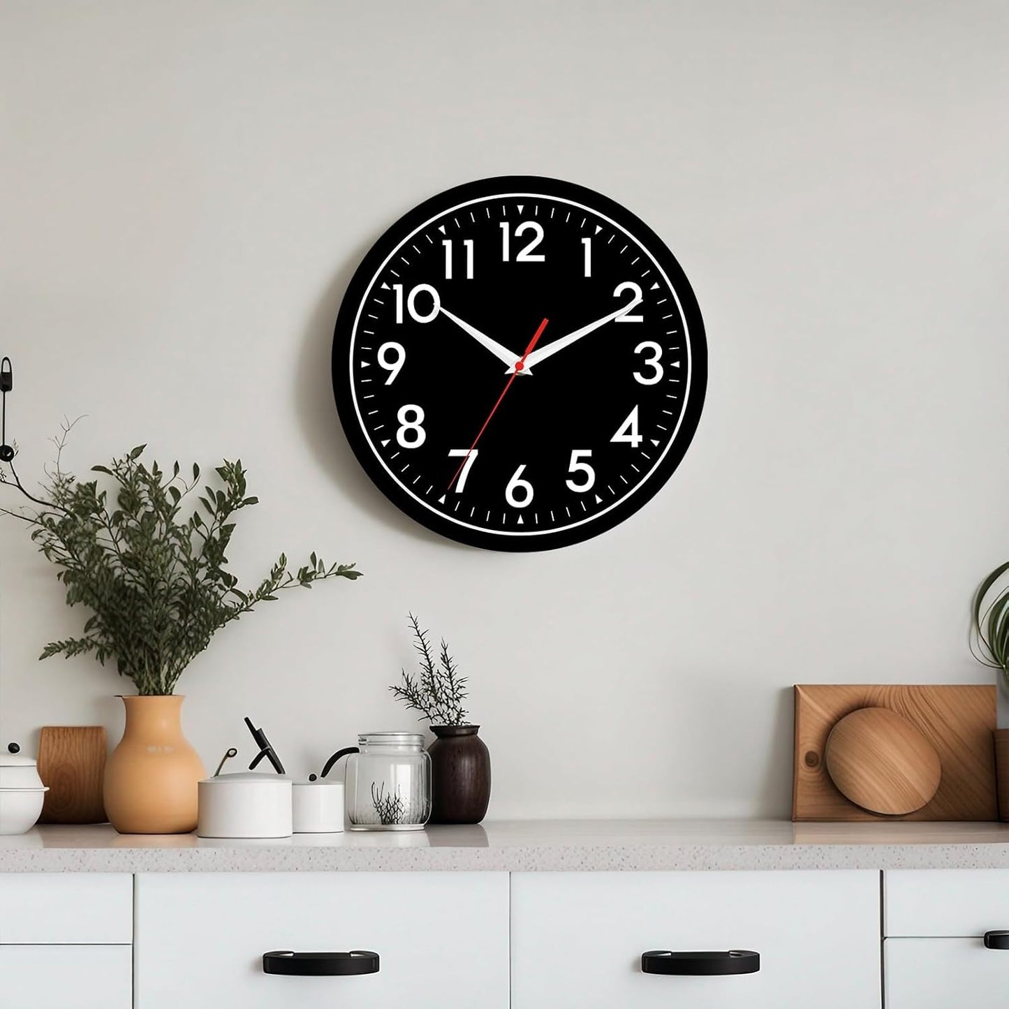 Wall Clock Small Analog 8 Inch Silent Non Ticking Battery Operated Modern Simple Decorative for Kitchen Office Bedroom Bathroom Living Room