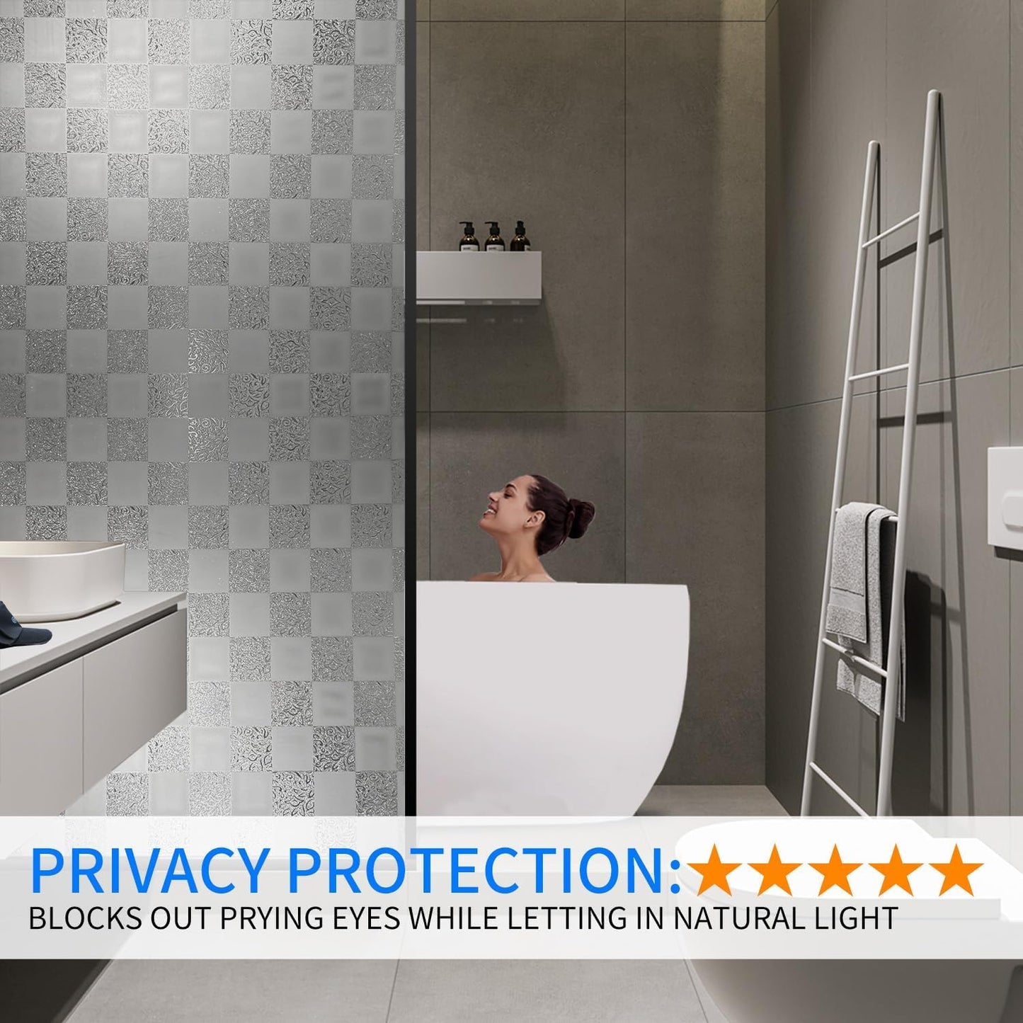 Window Film Privacy Day and Night with Installation Tools, Static Cling Glass Film Ideal for Home Shower Office Glass Door (White, 23.6 x 78.7 Inch)