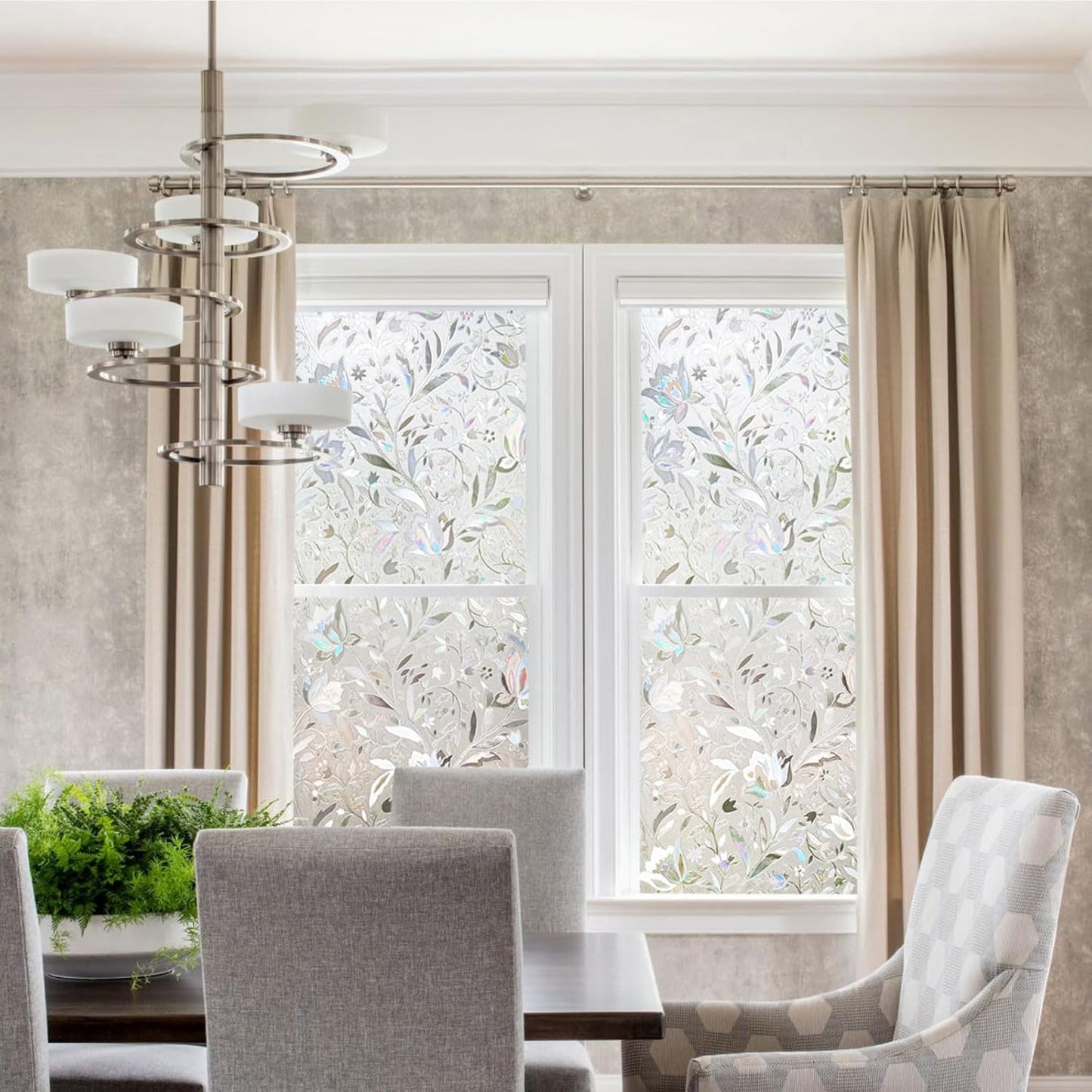 Kromapolis Window Film, Window Privacy Film, Vinyl Glass Covering, Stained Glass Decorative Film, Window Film Privacy Frosted, Static Window Clings, Non-Adhesive, No-Glue (45.2 x 78.7 inch)