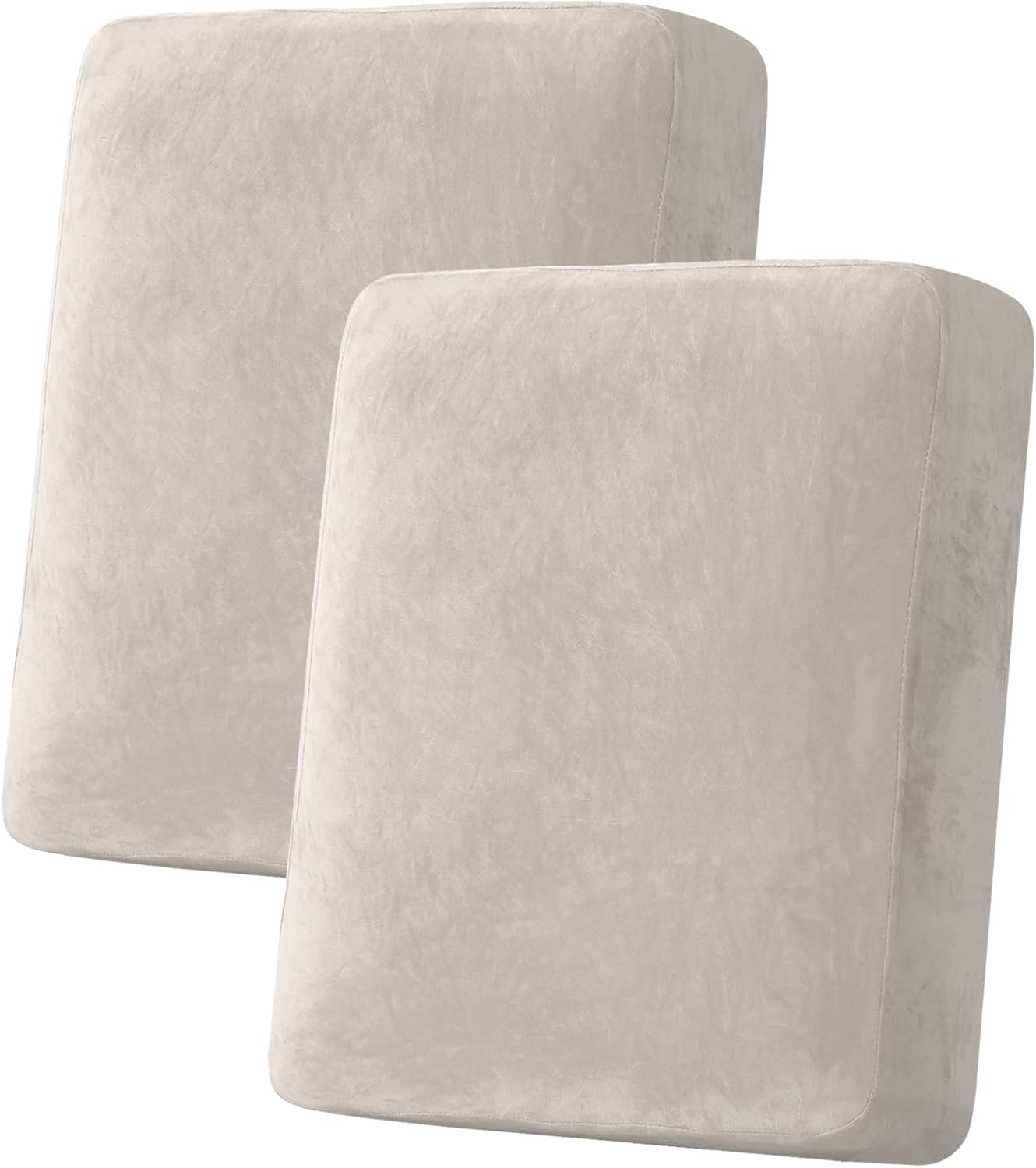H.VERSAILTEX Velvet Stretch Couch Cushion Cover Plush Cushion Slipcover for Chair Loveseat Sofa Cushion Furniture Protector Seat Cushion Sofa Cover (2 Piece Medium Sofa Cushion Covers, French Oak)