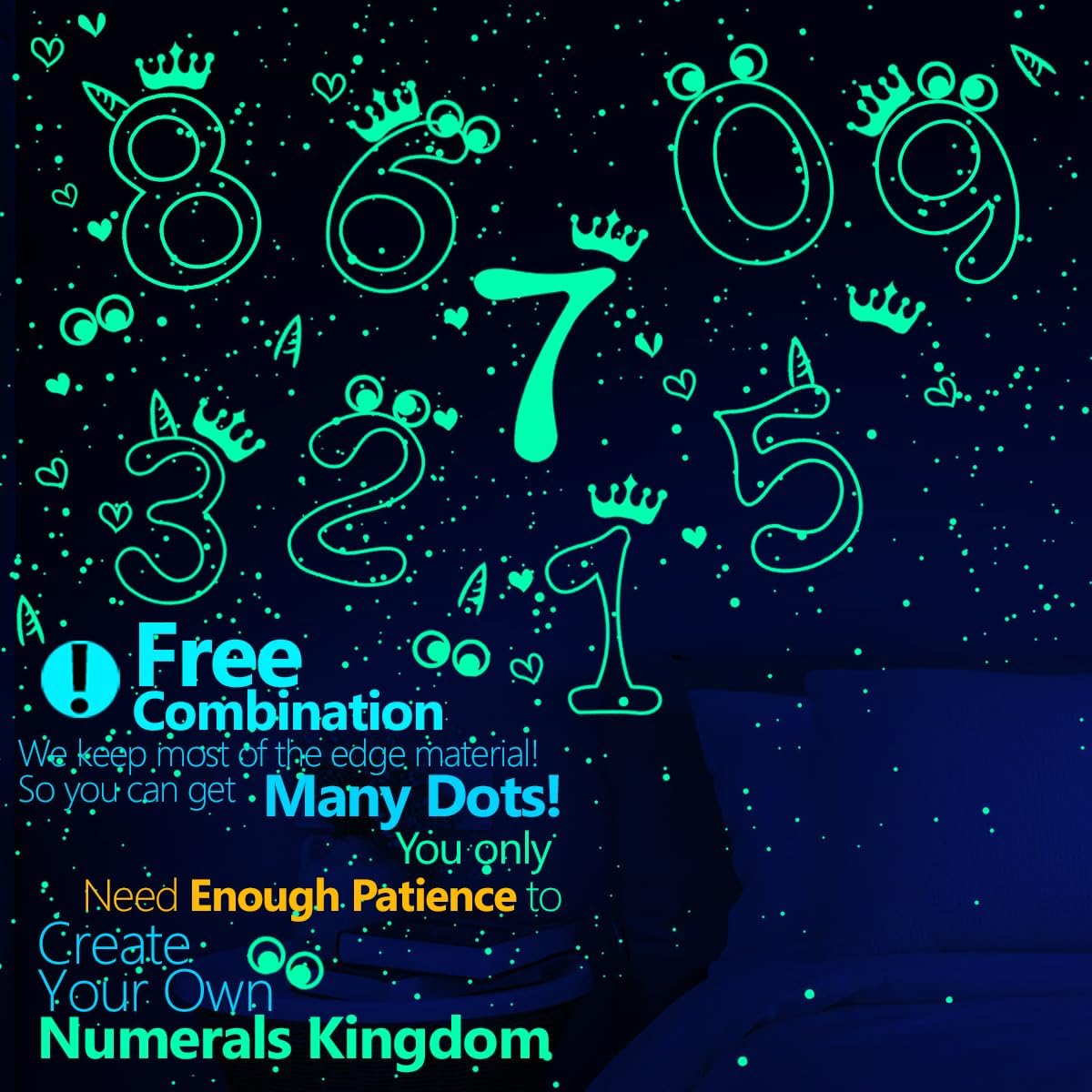 Numbers Wall Decor - Glow in The Dark Number Decor Halloween Decoration Stickers for Halloween Home Decor, Number Stickers Goth Room Decor for Room Décor - Birthday Christmas Gift for Boys Girls