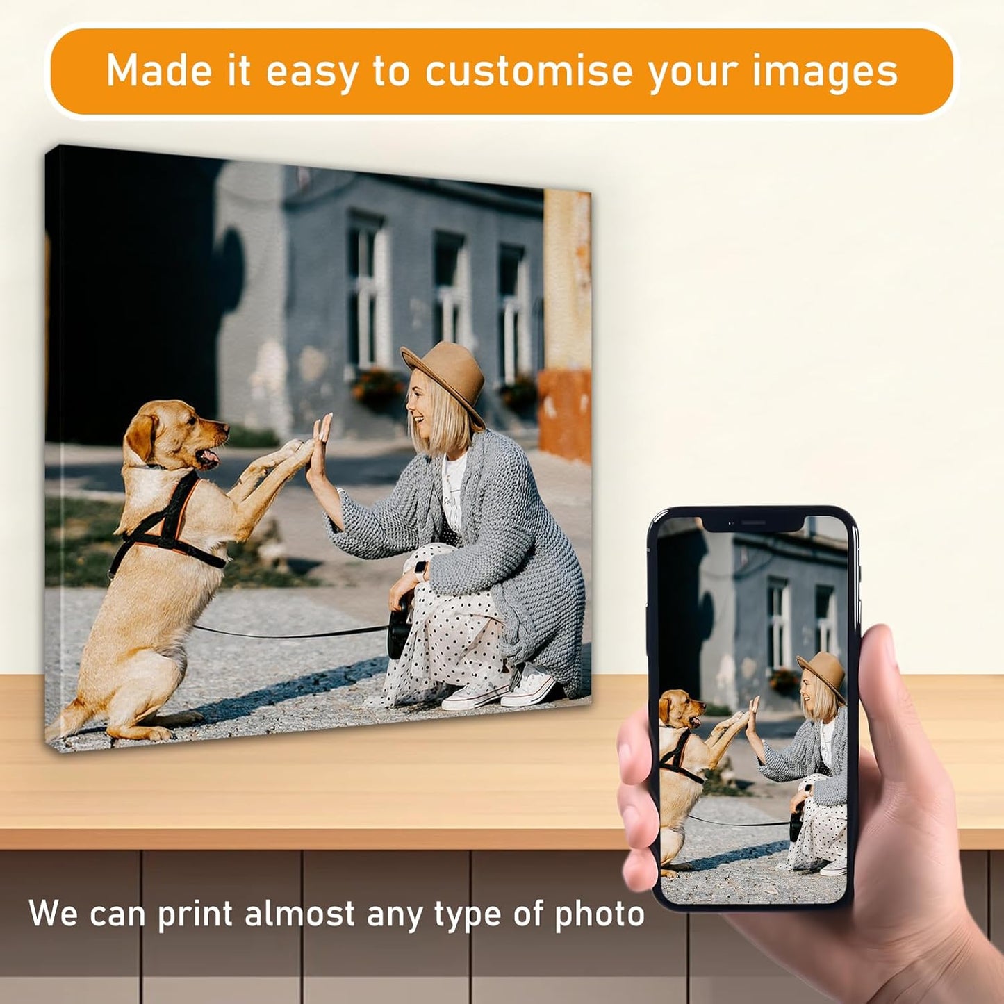 xzartdiy Custom Canvas Prints with Your Photos - Personalized Picture Print Customized Gifts for Family Home Office Wall Art Decor, Wrapped Canvas 24x12inch