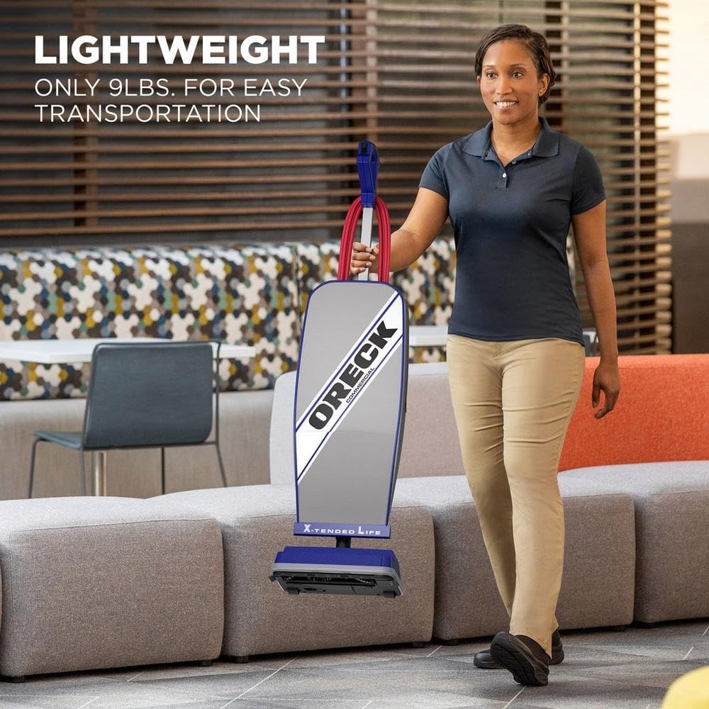Oreck Commercial XL Vacuum Cleaner, Bagged Upright Vac for Carpets and Hard Floor, Lightweight, Automatic Height Adjust, High-Speed Brush Roll, Powerful Vacuum Cleaners for Commercial Use