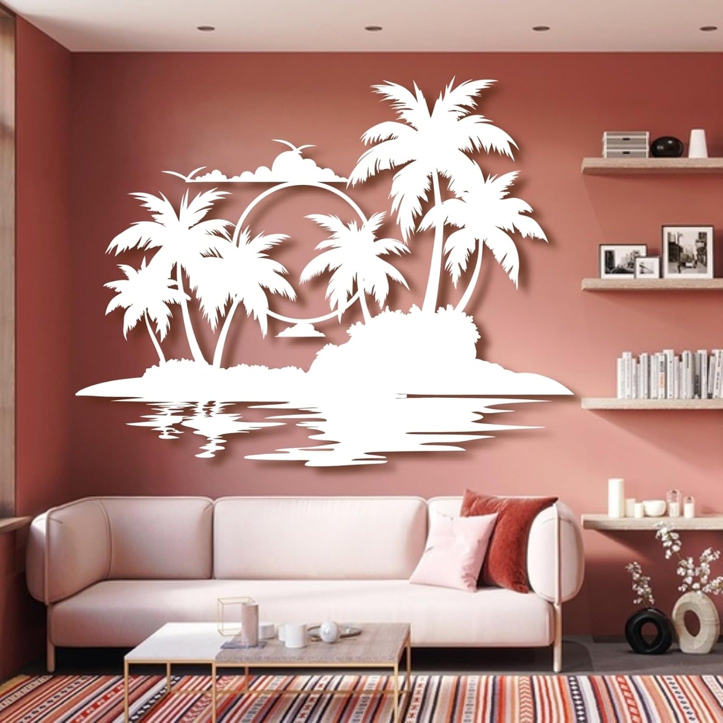 Palm Tree Metal Wall Decor,Palm Tree Metal Wall Art,Metal Palm Tree,Metal Palm Tree Wall Decor,Tropical Metal Wall Art,Beach Wall Decort,Metal Wall Decor (style 2,black,24 L" x 19 W" / 60 x 47 cm)