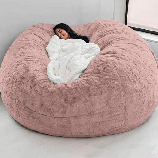 Big Huge Giant Bean Bag Chair for Adults, (No Filler) Bean Bag Chairs in Multiple Sizes and Colors Giant Foam-Filled Furniture - Machine Washable Covers, Double Stitched Seams (Leather Pink,5FT)