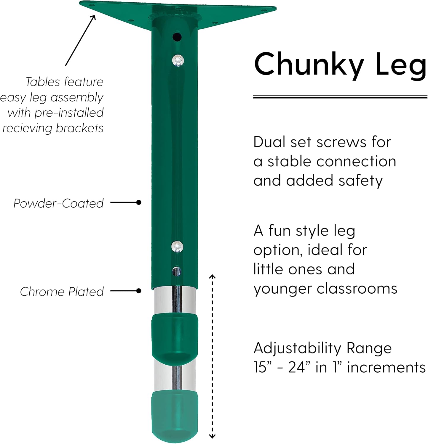 Factory Direct Partners FDP Rectangle Activity School and Classroom Kids Table (36 x 60 inch), Toddler Leg, Adjustable Height 15-24 inches - Maple Top and Green Edge