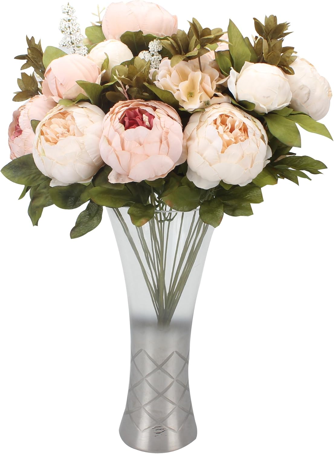 Duovlo Fake Flowers Vintage Artificial Peony Silk Flowers Wedding Home Decoration,Pack of 1 (Light Pink)