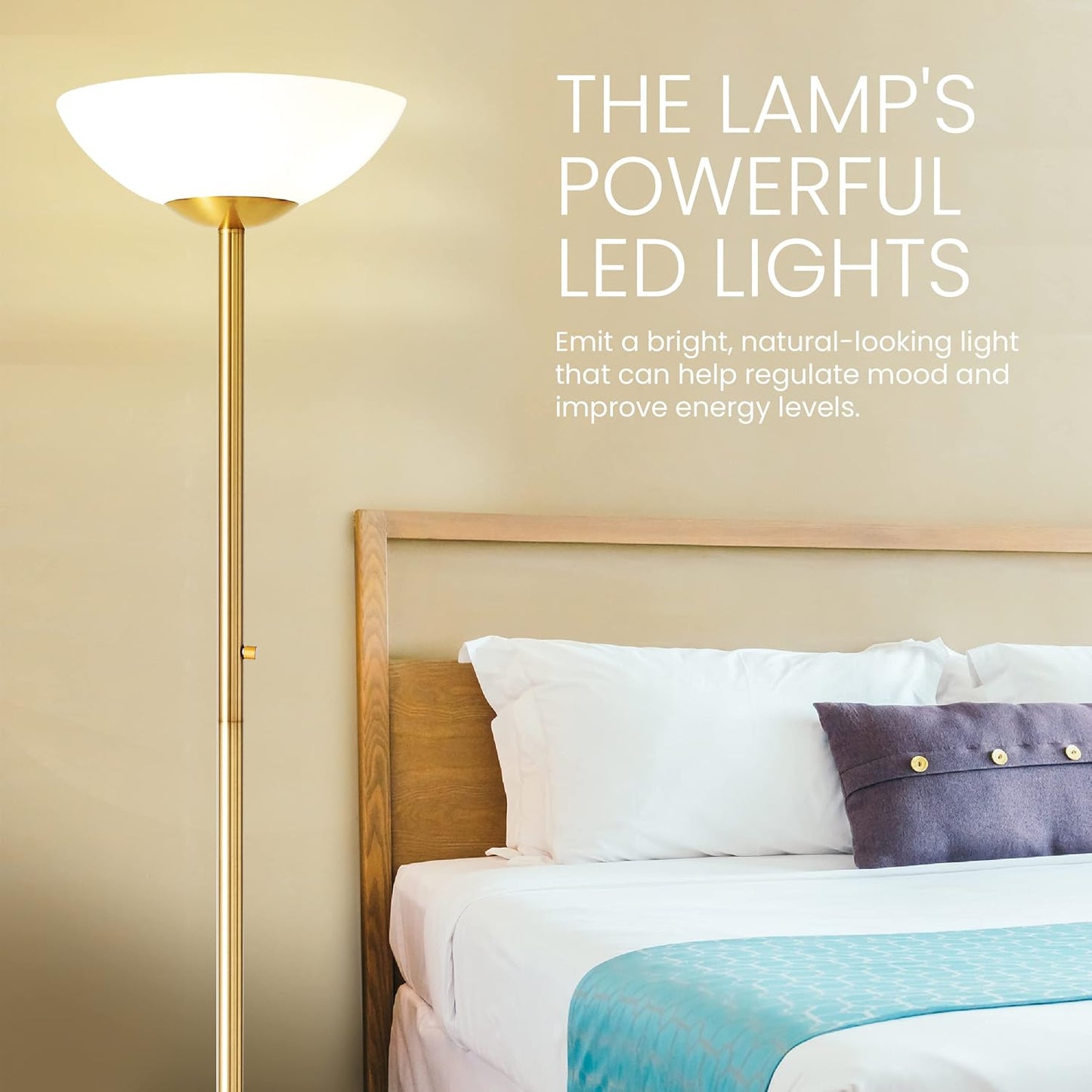Super Bright Floor Lamp 8000LUMEN - DIMMABLE 30K Energy-Efficient Standing Lamp with Cement Base - for Living Room and Bedroom - Matte Finish, Modern and Elegant Design (Black)