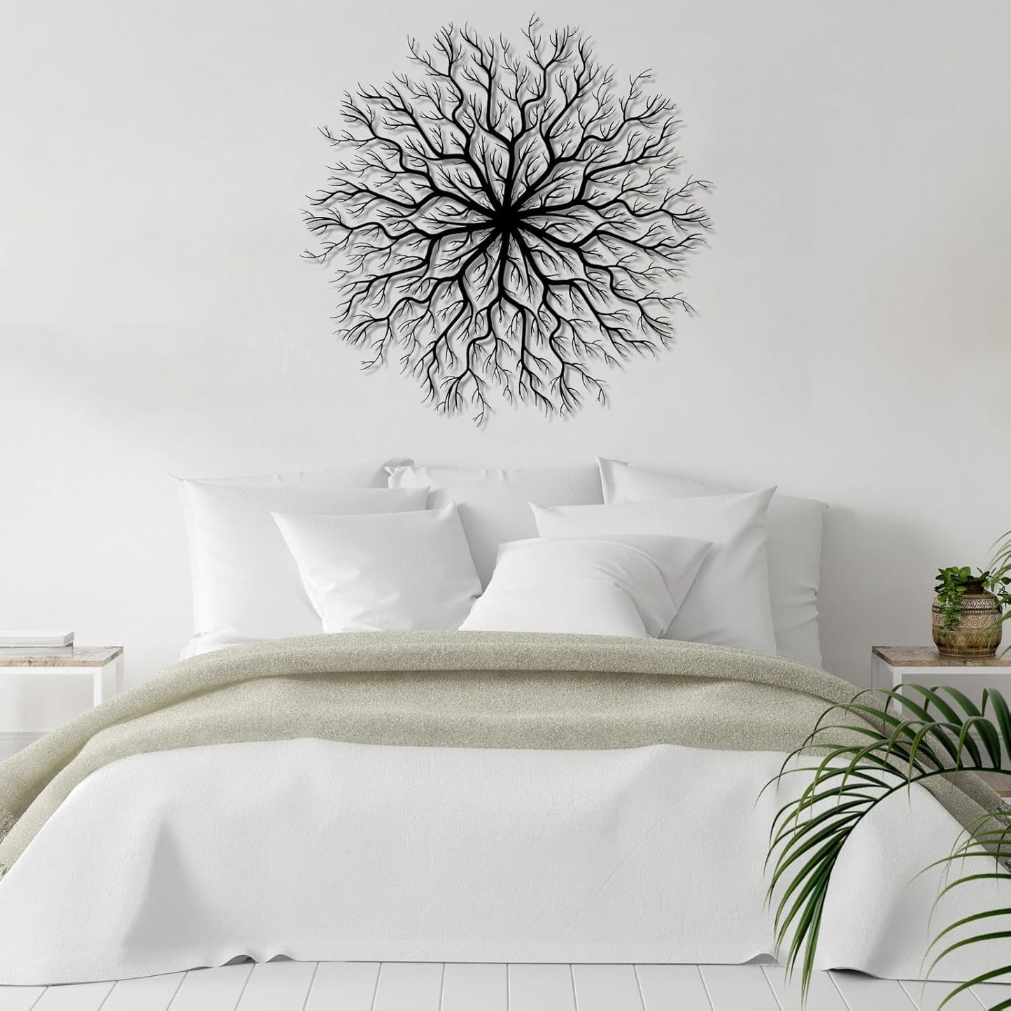 Tree of Life Metal Wall Art, Metal Tree Wall Art, Large Round Sculpture, Round Branch Wall Decor, Large Branch Artwork, Nature Sign, Wall Decor for Living Room, Housewarming Gift (Gold, 35"x35"|90x90cm)
