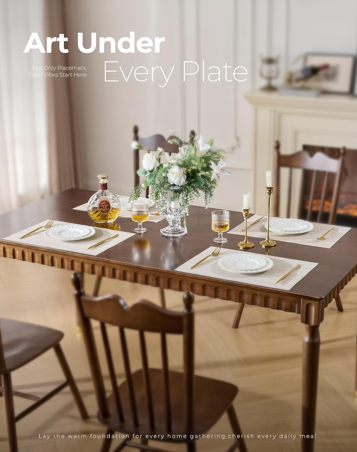 Leetaltree Beige White Placemats Set of 20 - Heat Resistant Non-Slip Place mats for Dining Table, Washable Durable PVC Vinyl Woven Table Mats（Beige White, 20）