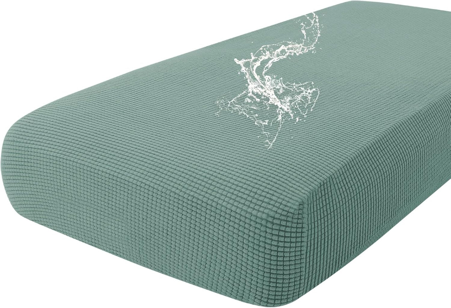 hyha Waterproof Couch Cushion Covers for Pets, Non Slip Sofa Seat Cover for Dogs Washable, Soft Thick Stretch Jacquard Fabric, Sofa Slipcovers with Elastic Bottom (1 Piece for Large, Green)