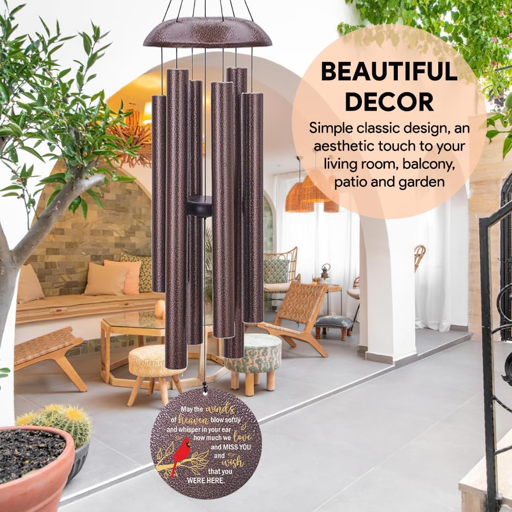 Personalized Memorial Wind Chimes Outdoor, Cardinal Commemorative Gifts for Loss of Loved One, 36Inch Customized Sympathy Wind Chimes Deep Tone, Condolences Gifts for Funeral