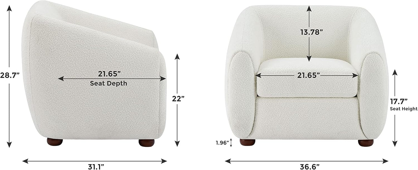 Modern Accent Chair for Living Room, Upholstered Armchair with Boucle Fabric, Single Sofa Chair with Solid Wood Legs, Boucle, Dark Grey