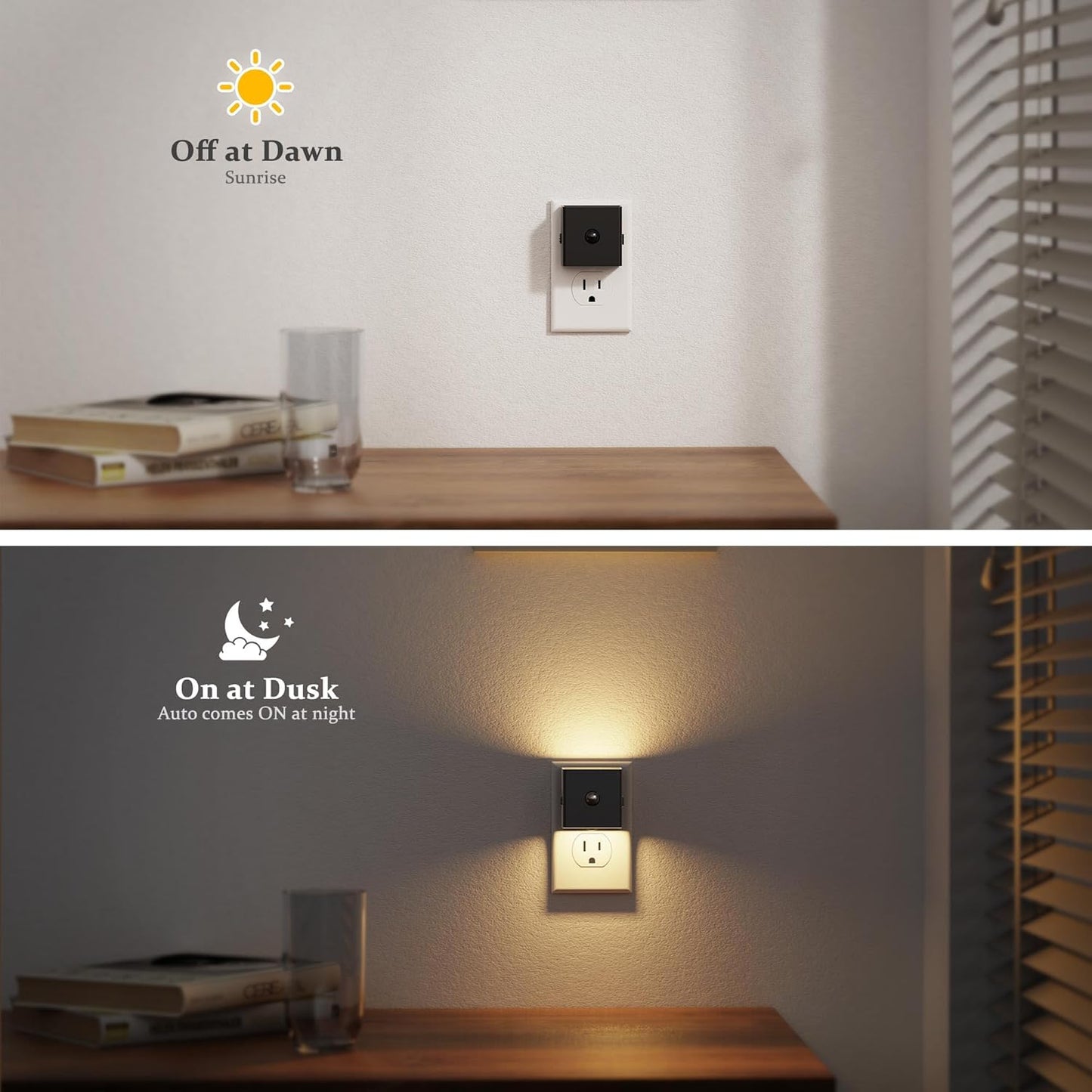 JandCase Motion Sensor Night Light, Night Lights Plug into Wall with Adjustable Brightness, Motion Activated Night Light, 3000K Warm White, for Kids Bathroom Hallway Kitchen Bedroom[4 Pack]