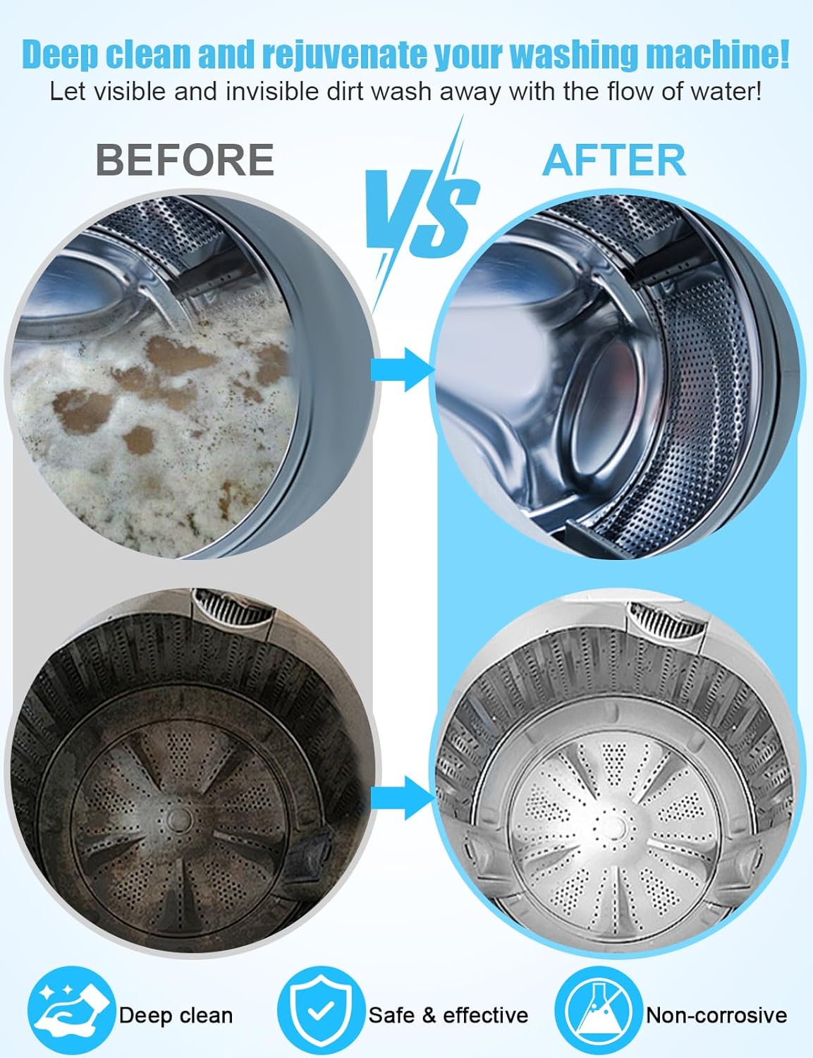 Washing Machine Cleaner Tablet : 12pack/6 Month Supply, washer cleaner table for laundry,top loader,front load or HE washing machine, effective deep cleaner, descaler, remover(Lavender)