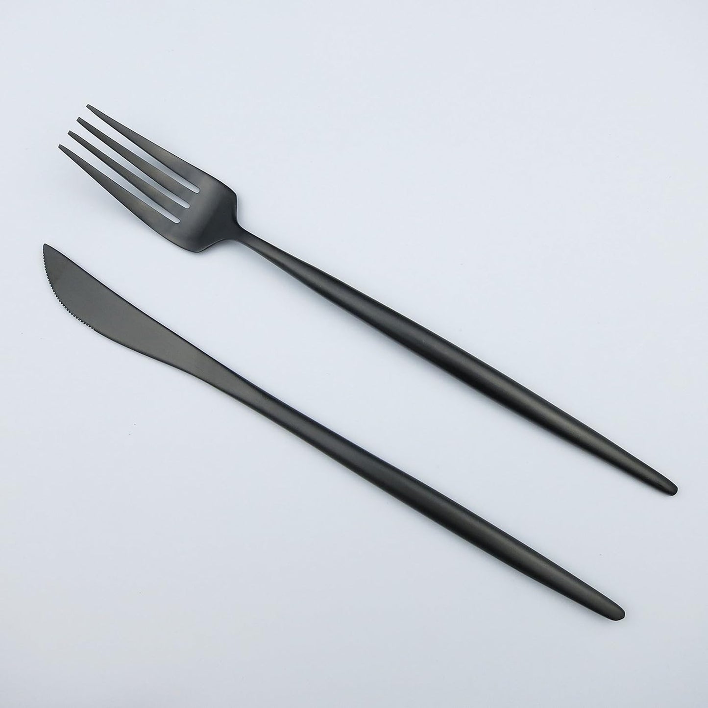 5-Pieces Luxury Black 18/10 Stainless Steel Flatware Set, Matte Finish, Service for 1