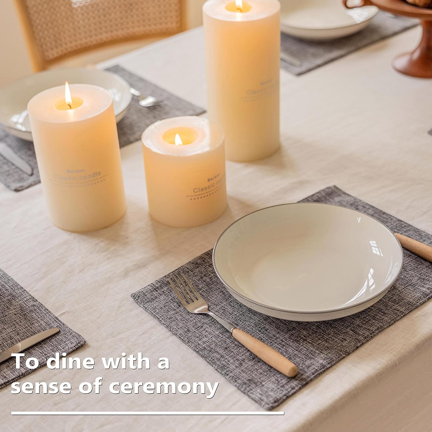 Home Brilliant Linen Placemats Set of 6 Heat Resistant Washable Placemats for Parties Buffet Dinner, 13 x 19 inches, Ash Grey