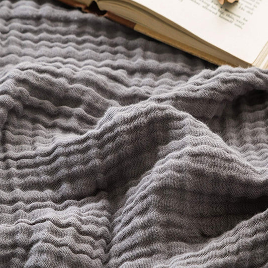 EMME Muslin Grey Twin Blanket 100% Cotton Bed Blankets for Adults and Baby 60"x80" Lightweight Soft Breathable All Season Solid Pre-Washed Gauze, Grey