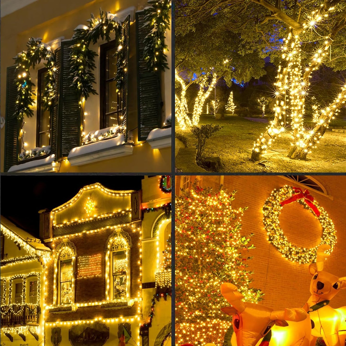 1200LED (24pk of 50L) String Lights, LED Christmas Lights, 6" SPACING,Green Wire, Yellow