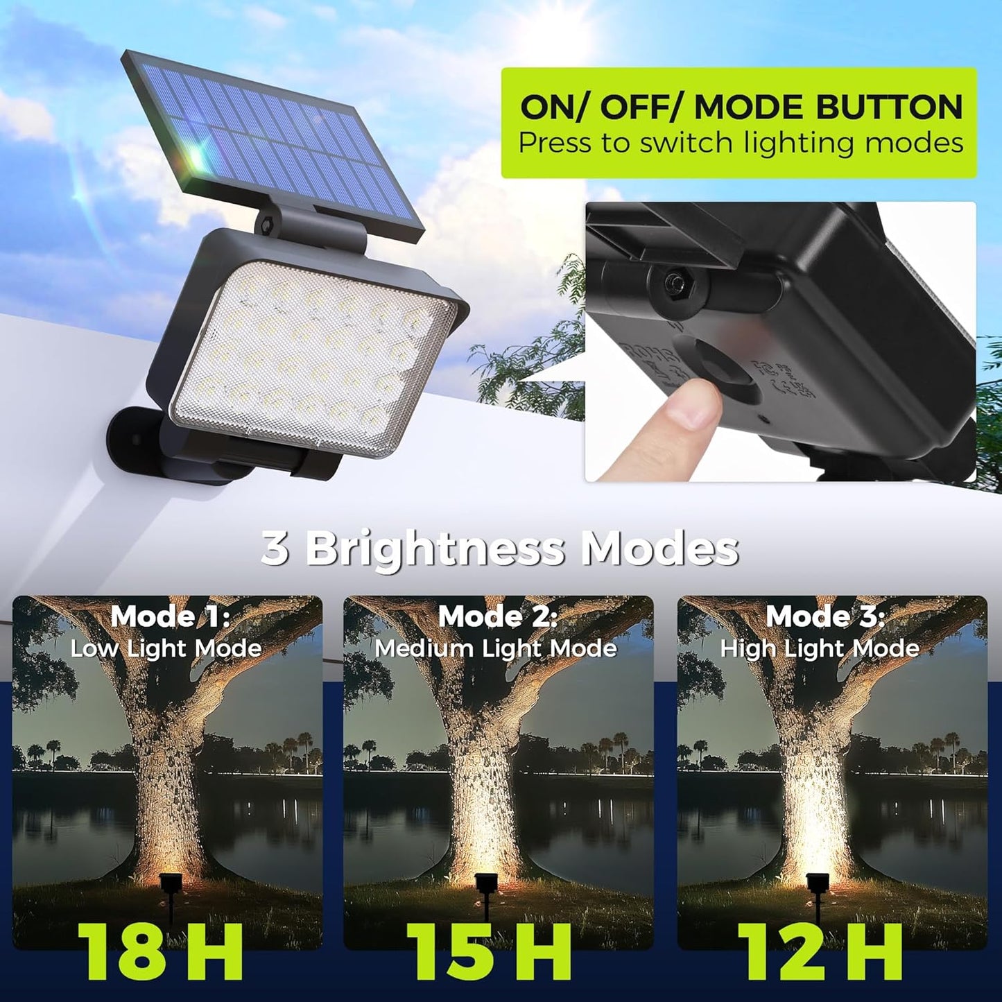 Solar Spot Lights Outdoor Waterproof 2 Pack for Flag, Tree, House, Garden, Yard, Landscape Spotlights for Accent Uplighting Halloween Christmas Decorations