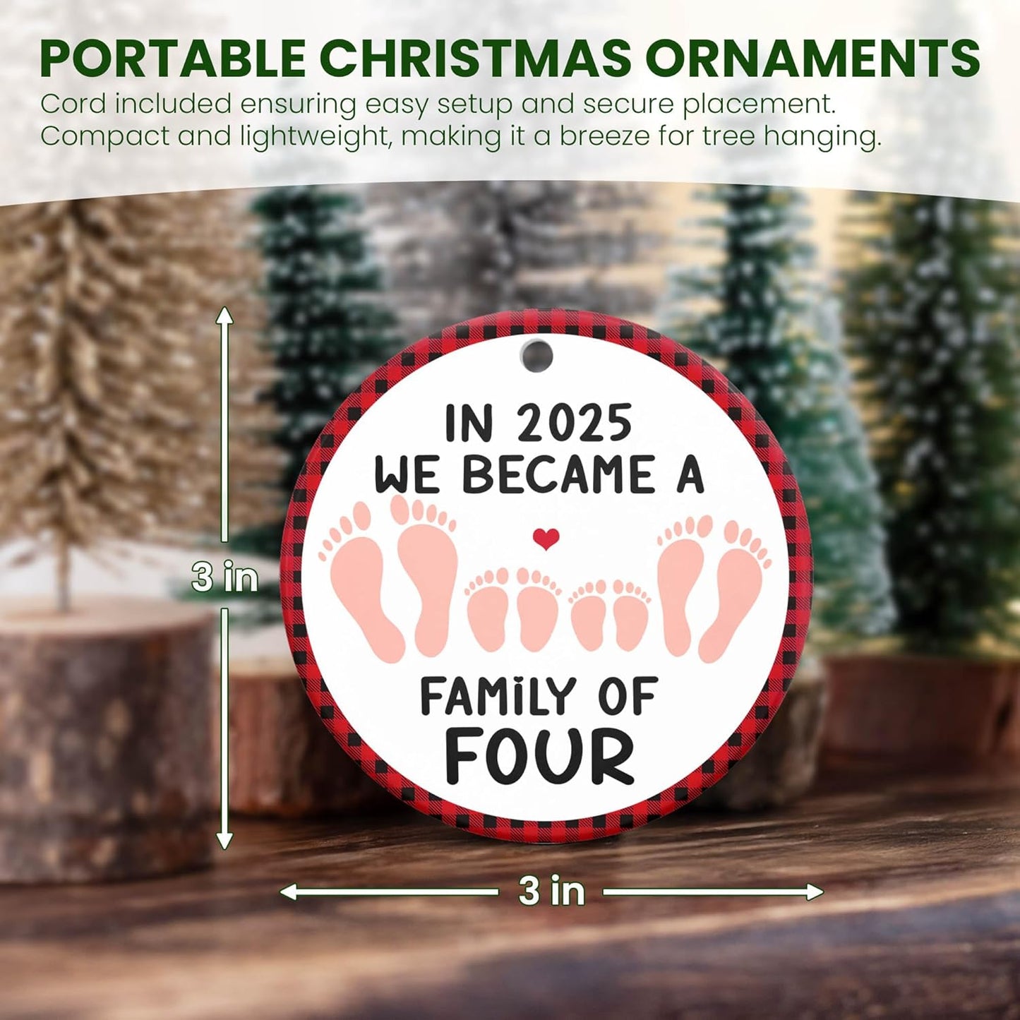 OASSIE Pregnancy Announcement Ornament - Ceramic Christmas Ornaments 2025 for Tree Decorations - Couple Gifts for Parents, New Mom Gifts for Women, New Dad Gift for Second Baby Announcement
