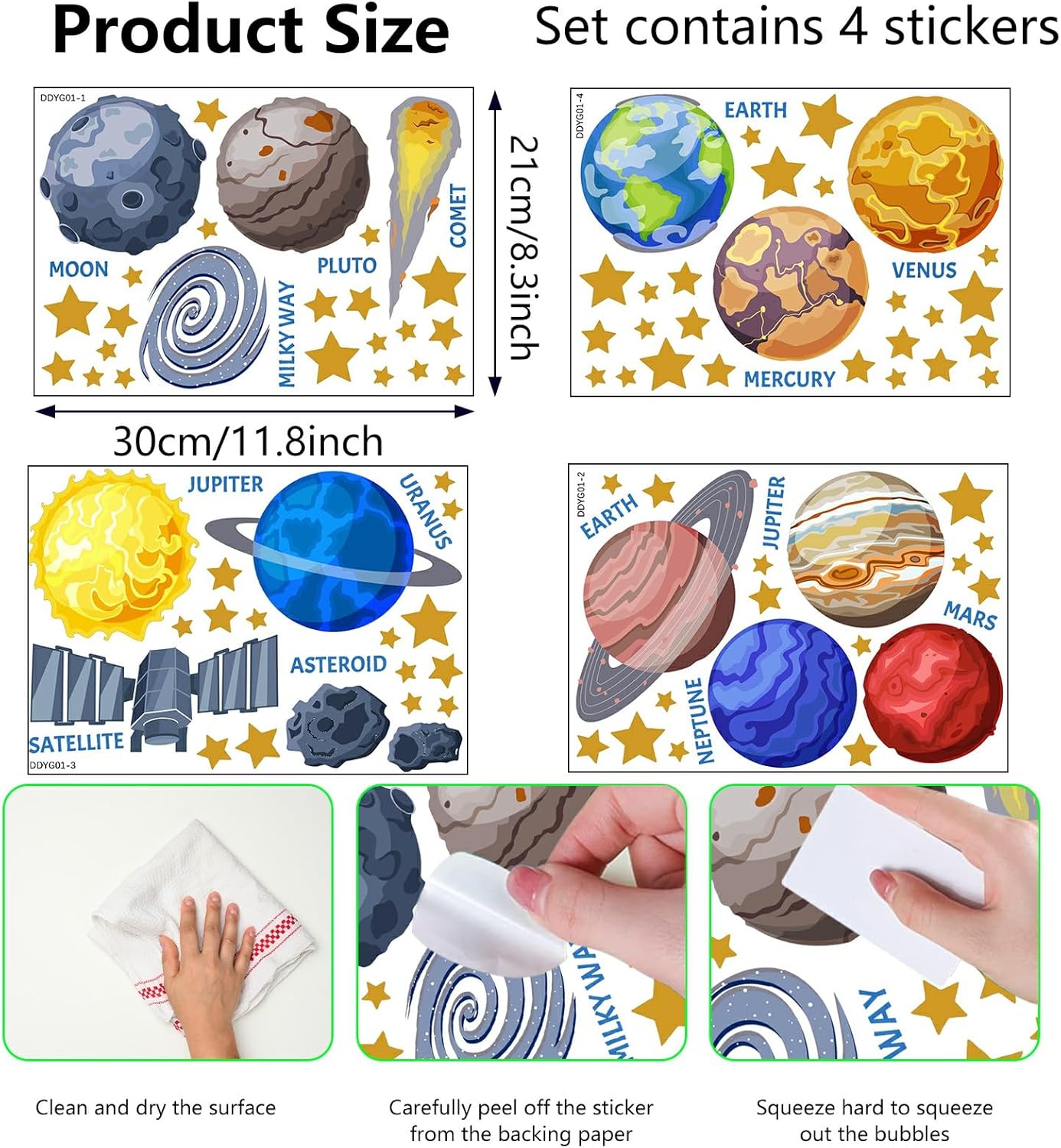 Glow in The Dark Stickers, 103 PCS Solar System Glow Stars Ceiling Stickers Galaxy Space Planets Wall Decals for Kids Boys Girls Bedroom Nursery Playroom Party Room Decor