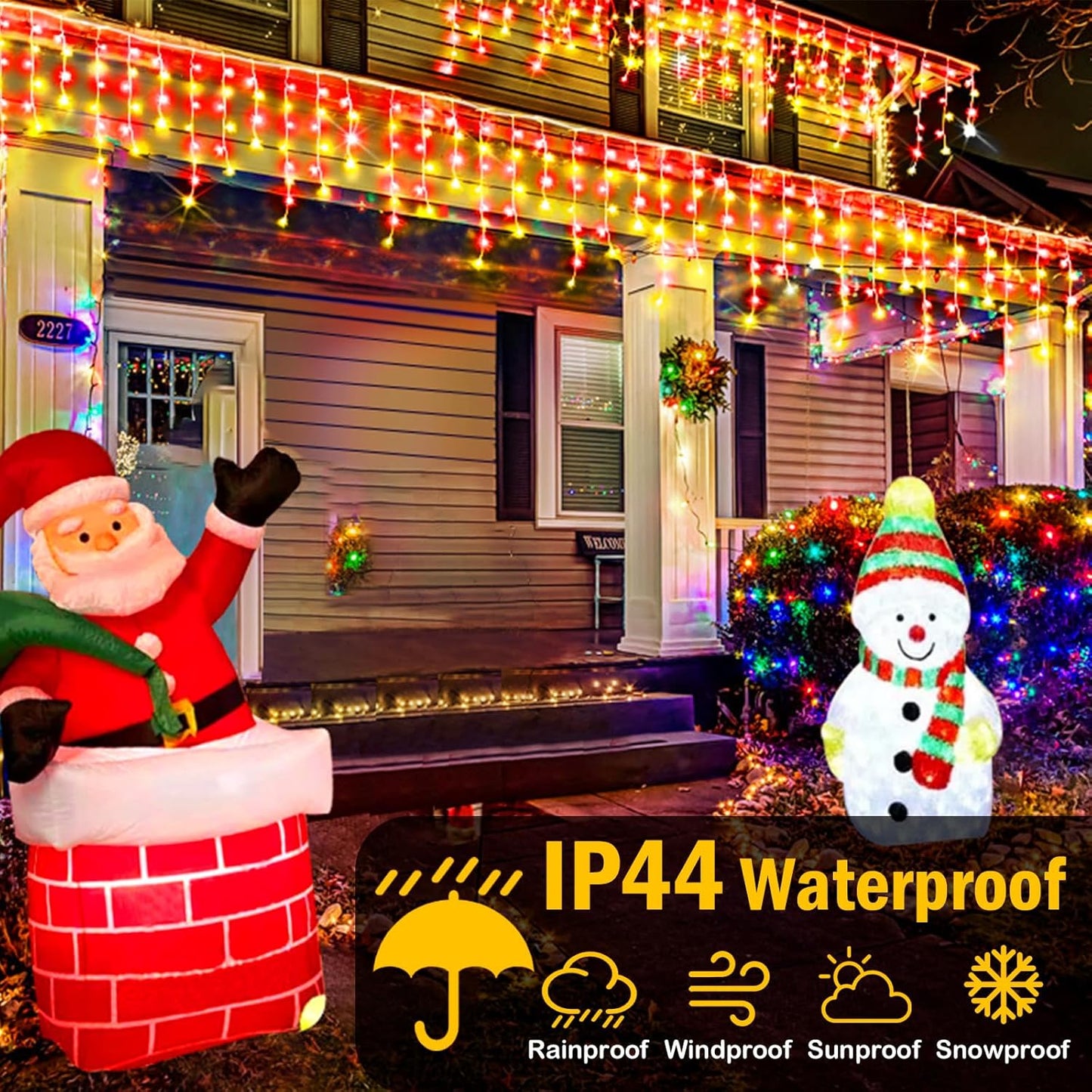 49FT Christmas Lights, 480 LED Ice Lights for Outside Clear Wire Twinkle Lights with 8 Modes Timer Waterproof for Christmas Party Tree Holiday Patio Yard Home Decor(Red and Warm White)