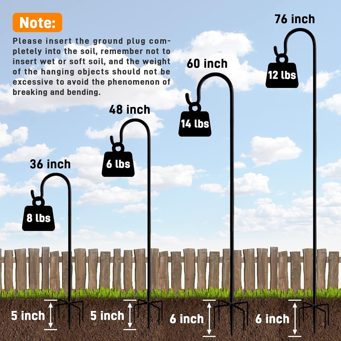 Shepherd Hooks Outdoor 36 Inches for Lanterns Heavy Duty Shepherd Stand Plant Hanger Yard Hooks for Solar Lights,Bird Feeder,Wedding,Mason Jar,Planter Pot