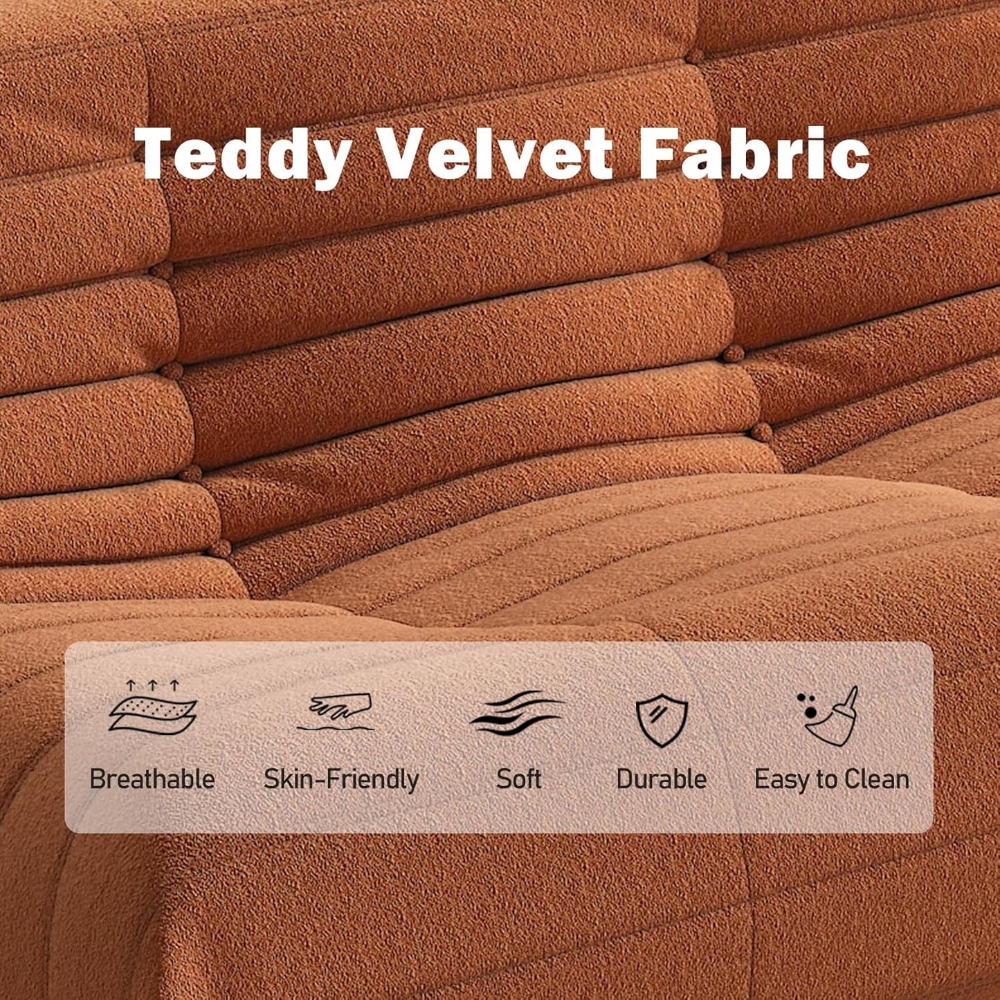 Bean Bag Chair, Oversized Fireside Chair Bean Bag Sofa Large Bean Bag Chair for Adults, 3 Seater Bean Bag Chairs for Teens with High Density Comfortable Foam, Bean Bag for Living Room, Bedroom(Orange)