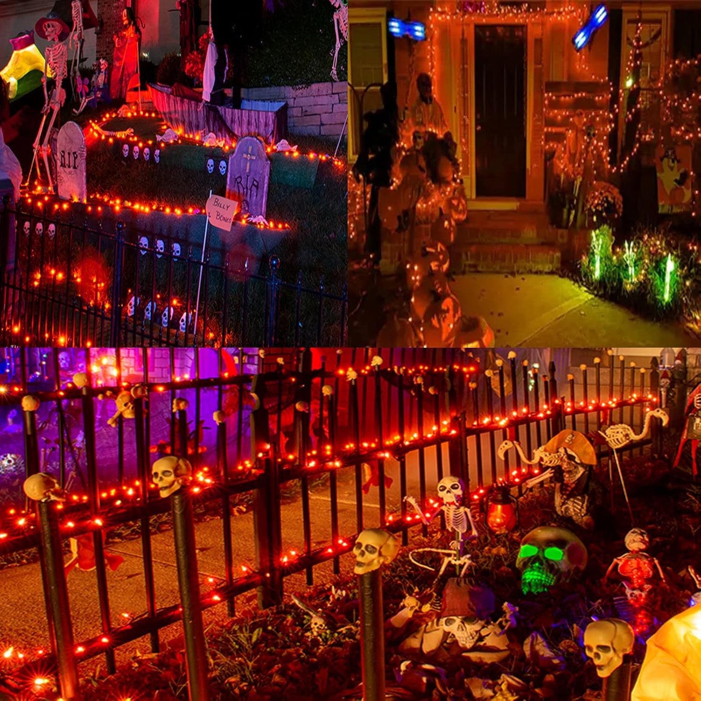 YIQU Orange 82FT 200 LED Extendable Halloween Lights for Outdoor/Indoor, 8 Lighting Modes Plug in String Lights for Halloween Decorations Bedroom Party Decor Room Garden Patio Tree (Orange)