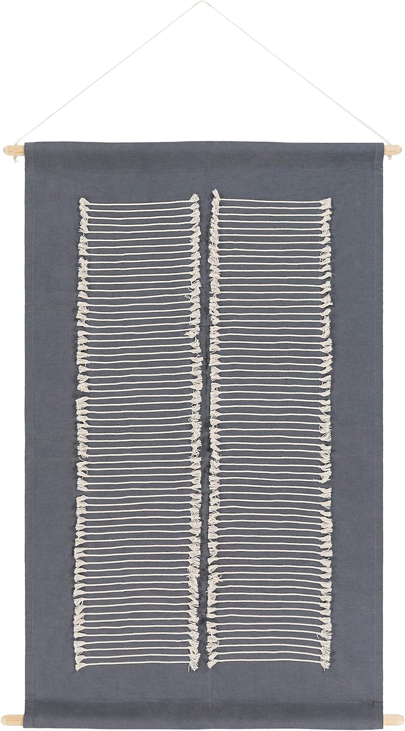 Mark&Day Wall Art, Lassing Modern Farmhouse Charcoal Macrame Tapestry Wall Hanging for Living Room, Bedroom, Office or Kitchen (36"H x 24"W)