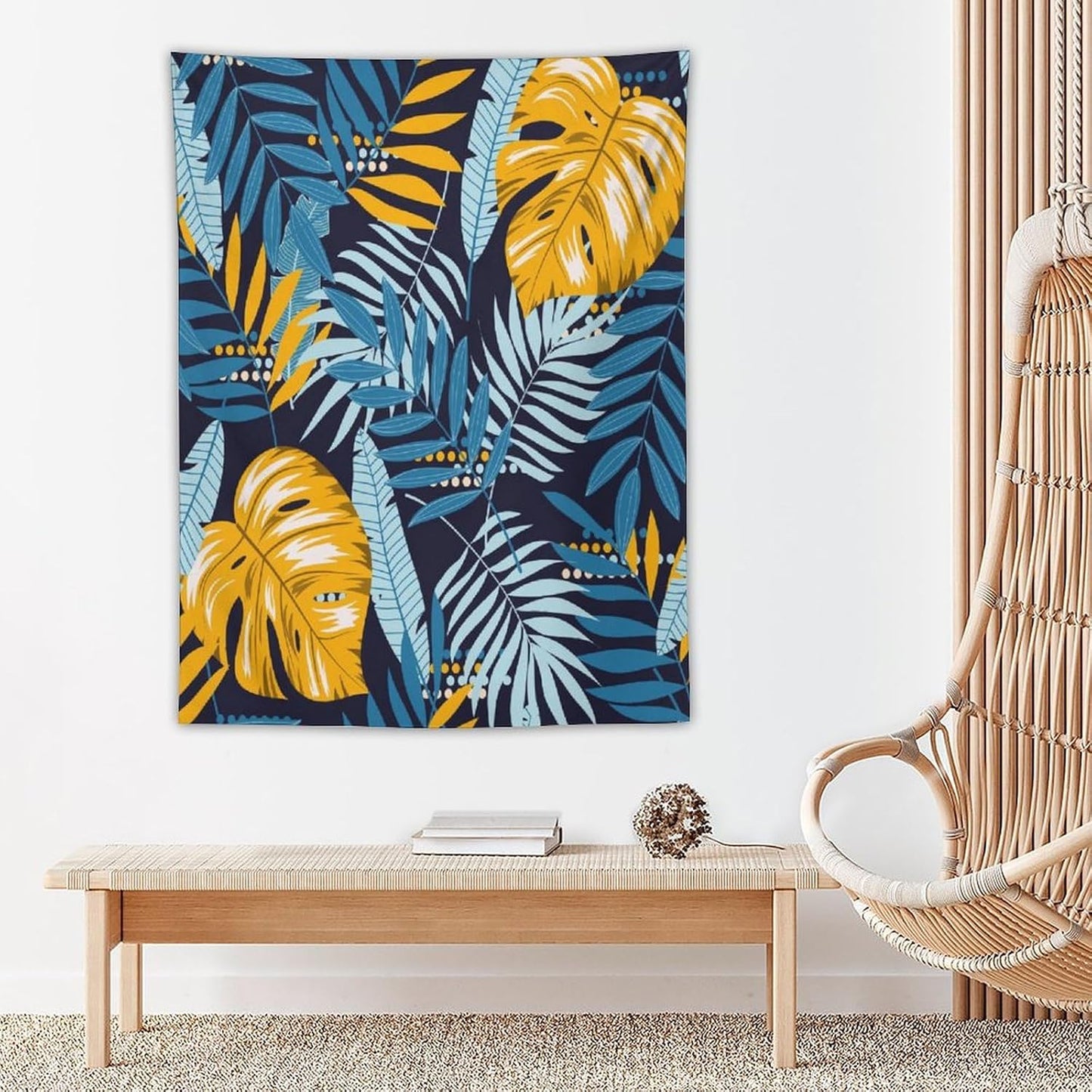 ICMOLYYENLO Palm Leaf Tapestry Wall Hanging, Tropical Leaves Plant Jungle Green Hawaiian Art Home Decor for Guest Bedroom Living Room Dormitory 40x60 Inch