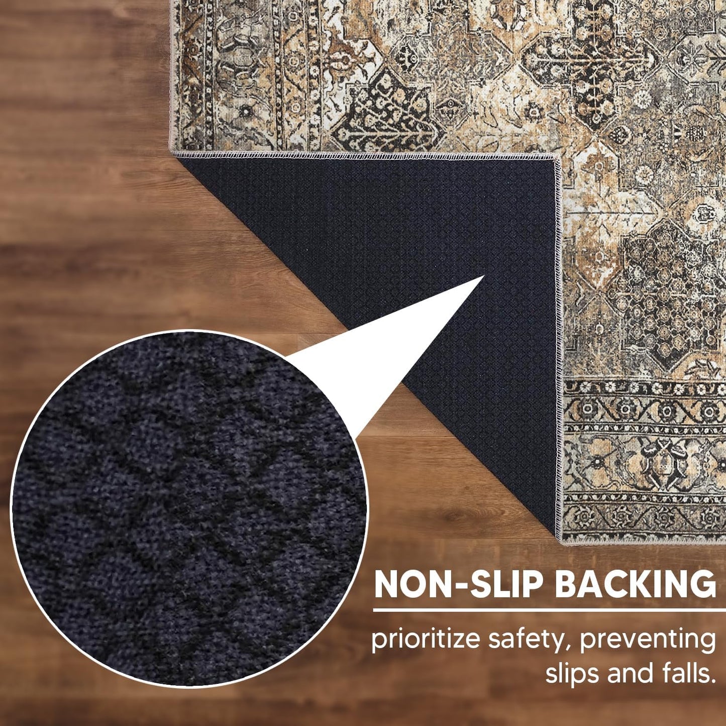 Keen Home Design 2x12 Rug - Machine Washable Runner Rug with Non-Slip Backing, Ideal for Hallway, Entryway, Kitchen, Laundry Room - Vintage, Easy Clean, Durable, Low Pile - (2'6" x 12')