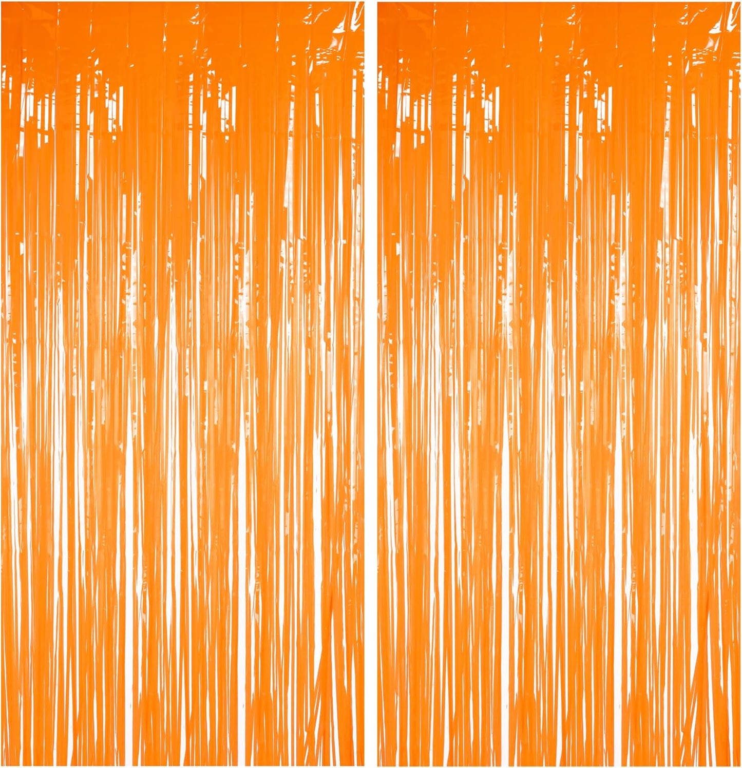 Foil Fringe Curtains Halloweens Decorations - Orange Tinsel Photo Backdrop Party Streamers for St Patricks Day, Easter, Birthdays, Fall, Pumpkin Theme, Thanksgiving, Basketball Party Decorations