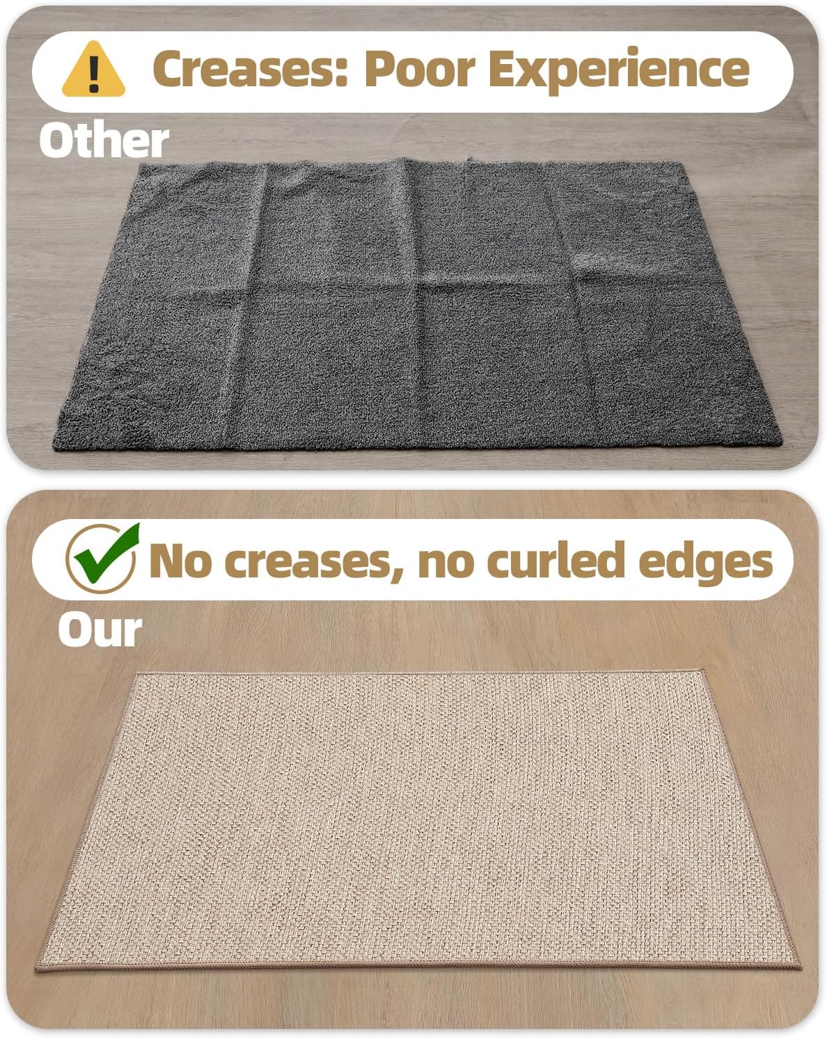 Color&Geometry Front Door Mat Indoor 24"x36", Ultra Non Slip Rubber Backed Dirt Trapper, Low Profile Thin washable, Easy Clean Entry Entryway Rug Door Mat Indoor Entrance, Khaki (Rolled-up NO Creases)