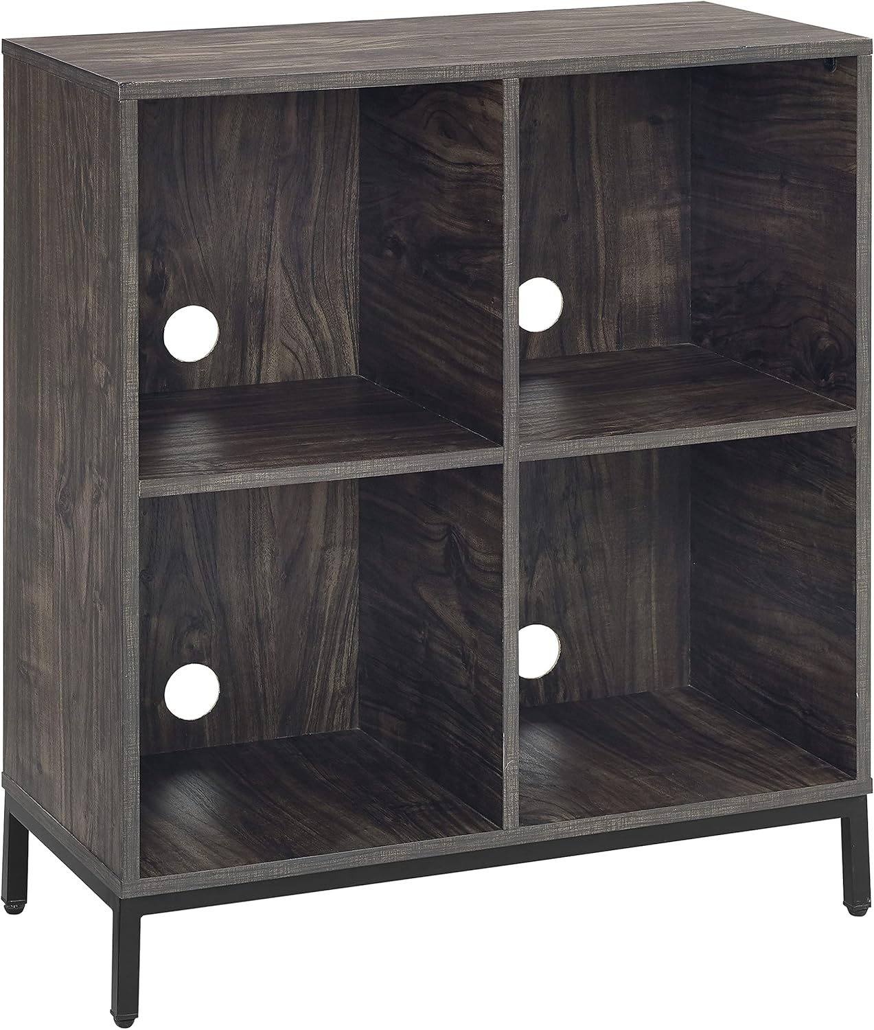 Crosley Furniture Jacobsen Storage Cube Bookcase and Record Player Stand with Vinyl Records Holder, Brown Ash