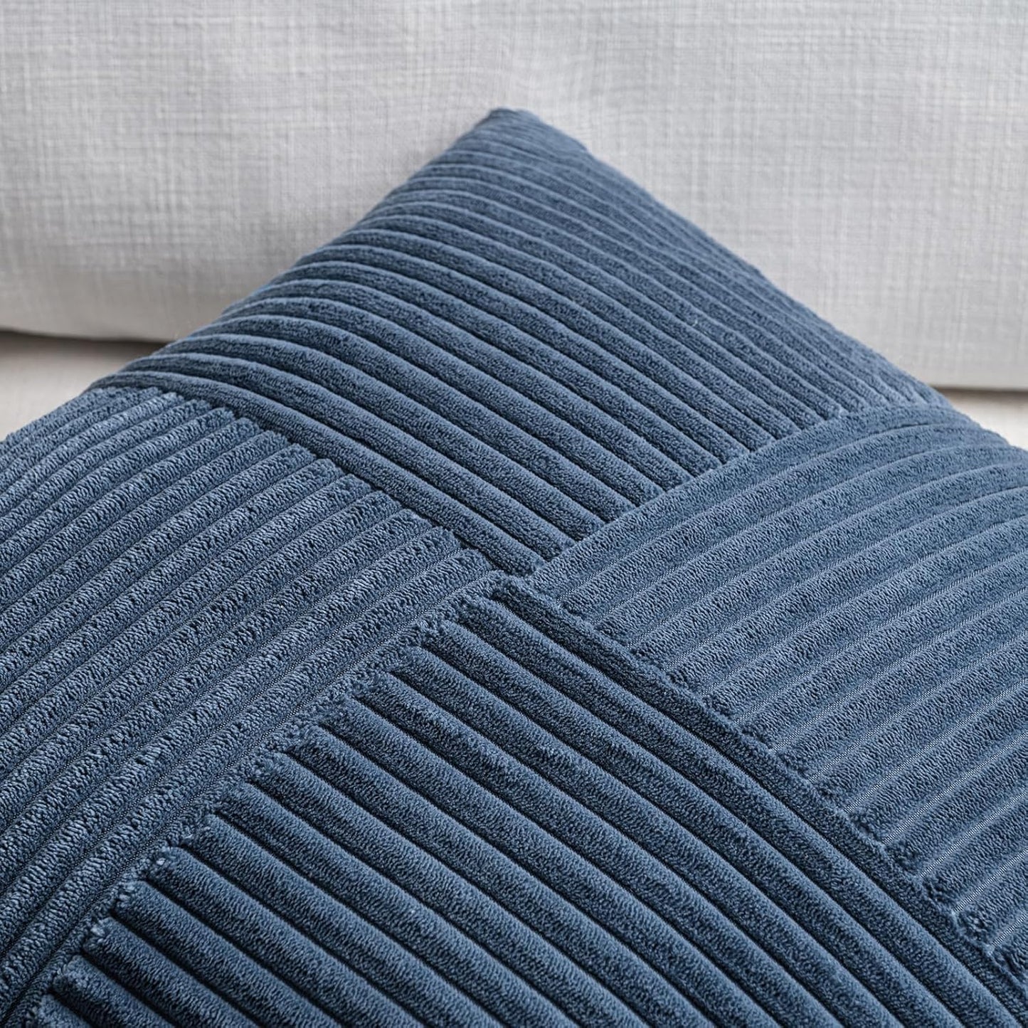 Fancy Homi 2 Packs Dusty Blue Euro Decorative Throw Pillow Covers 26x26 Inch for Bedroom Couch Bed, Rustic Farmhouse Boho Home Decor, Soft Corss Corduroy Patchwork Textured Cushion Case 66x66 cm