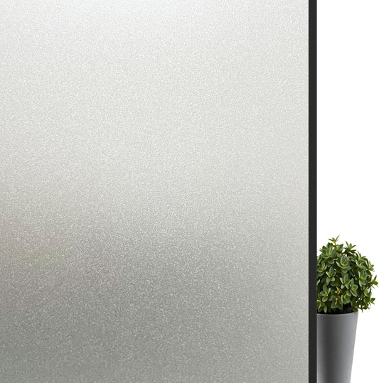 Frosted Glass Window Privacy Film Decorative, Bathroom Privacy Film for Glass Windows Cover, Static Cling, Removable, Reusable, Anti-UV, Anti-Glare, Heat Blocking,（Pure,17.5X196.9Inch）