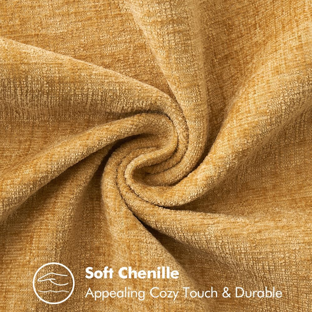 MIULEE Pack of 2 Couch Throw Pillow Covers 24x24 Inch Gold Farmhouse Decorative Pillow Covers with Stitched Edge Soft Chenille Solid Dyed Fall Pillow Covers for Sofa Bed Living Room